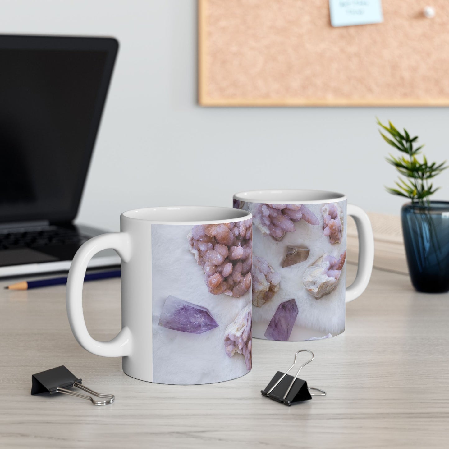 Feed My Intuition Spirit Quartz and Amethyst White 11 Ounce Ceramic Coffee Mug