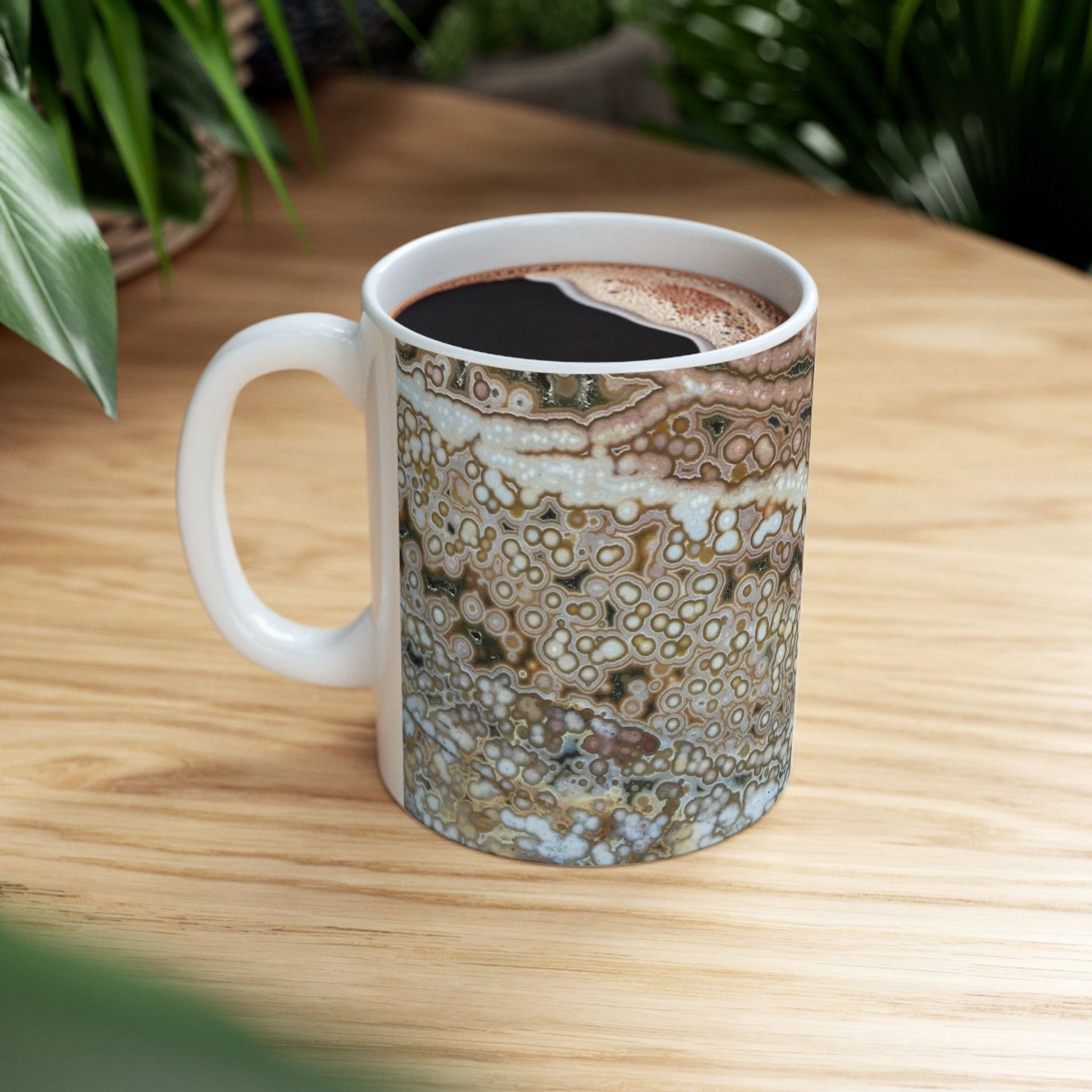 Depths of the Ocean Jasper White 11 Ounce Ceramic Coffee Mug