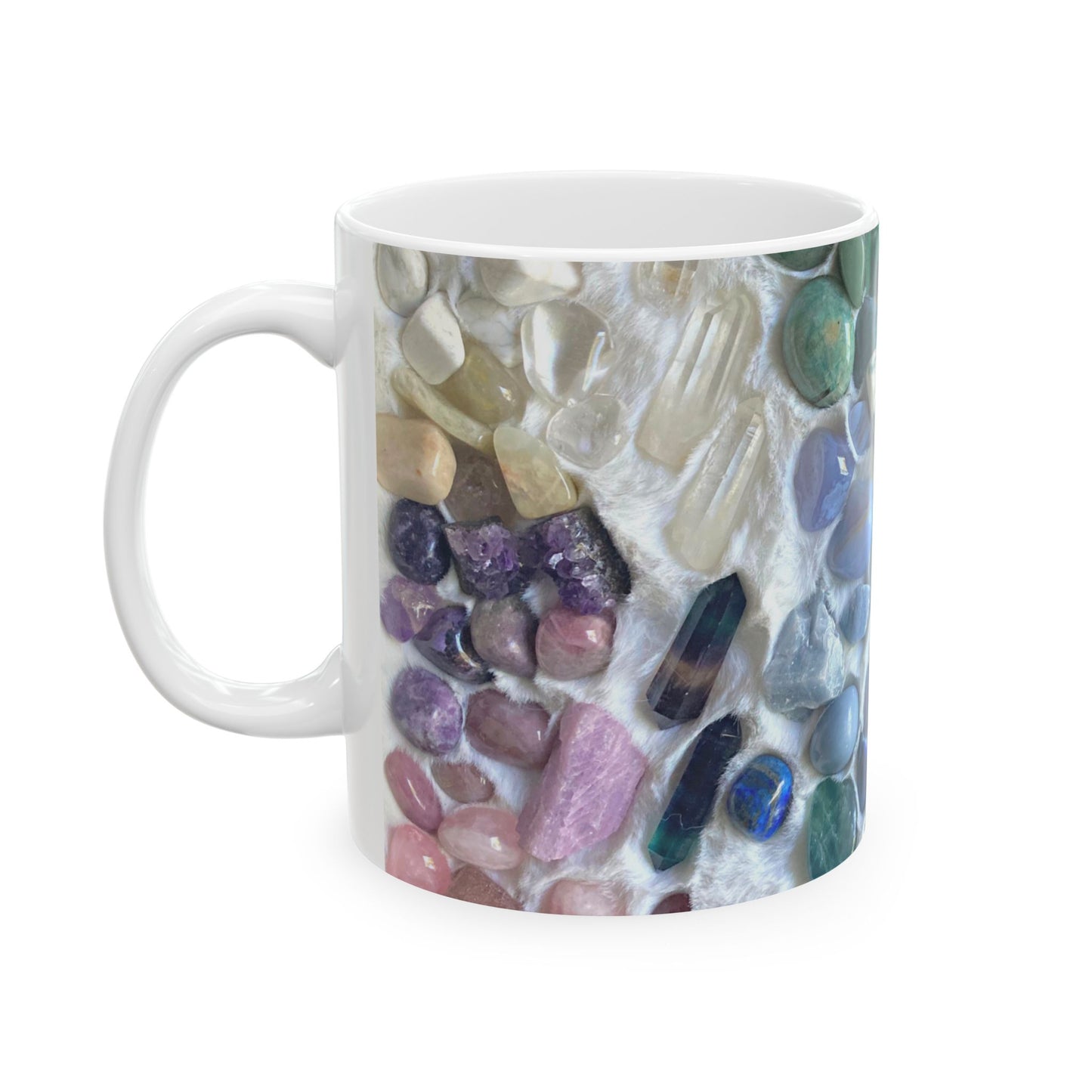 Rainbow of Love Crystals White 11 Ounce Ceramic Coffee Mug