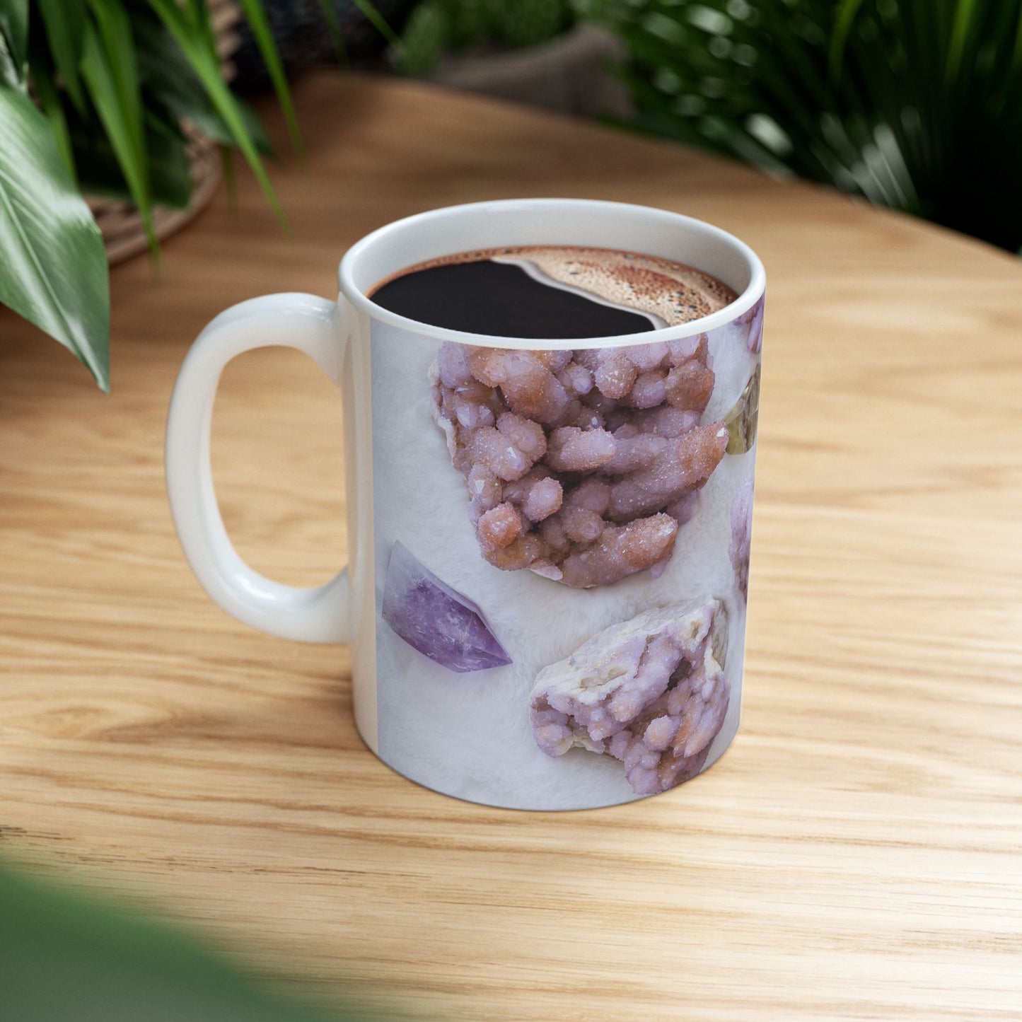 Feed My Intuition Spirit Quartz and Amethyst White 11 Ounce Ceramic Coffee Mug