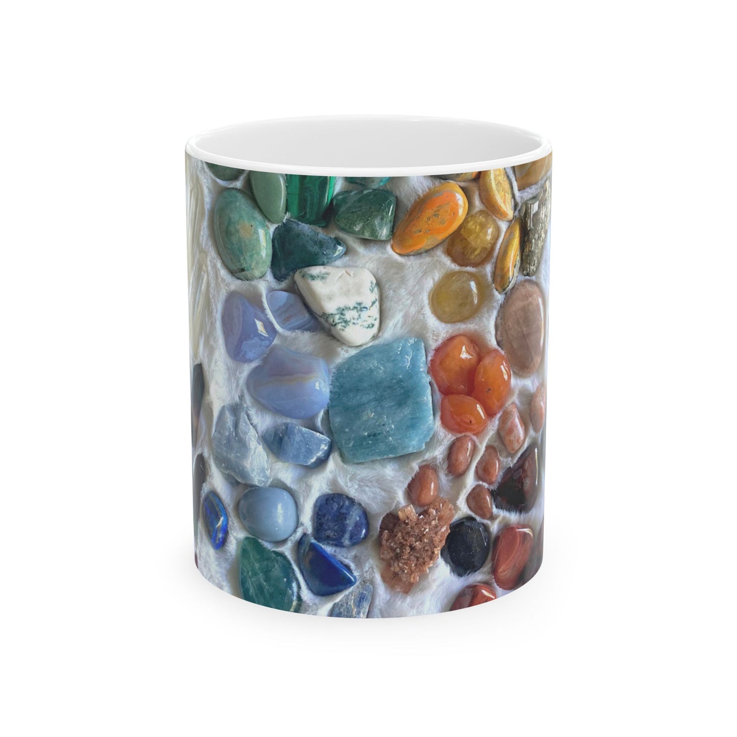 Rainbow of Love Crystals White 11 Ounce Ceramic Coffee Mug