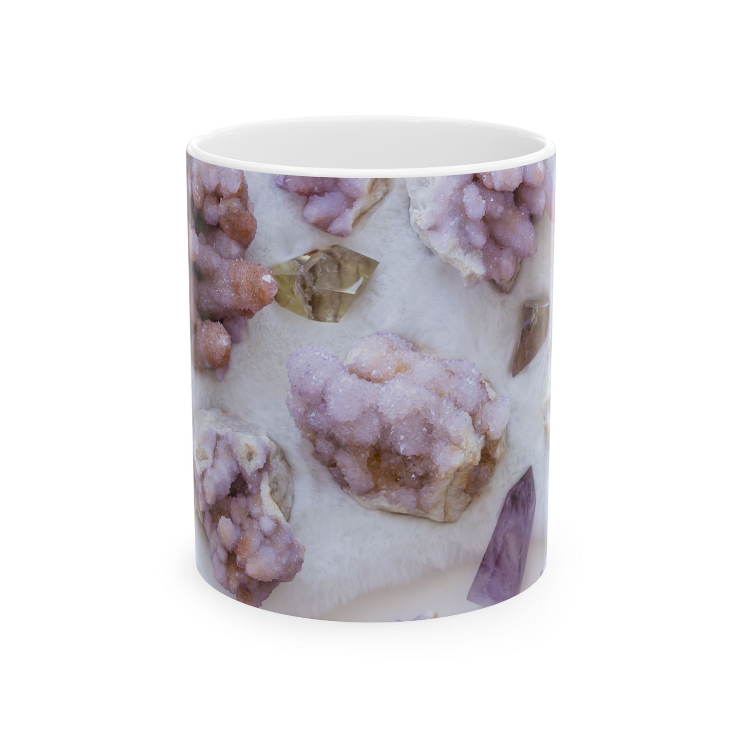 Feed My Intuition Spirit Quartz and Amethyst White 11 Ounce Ceramic Coffee Mug