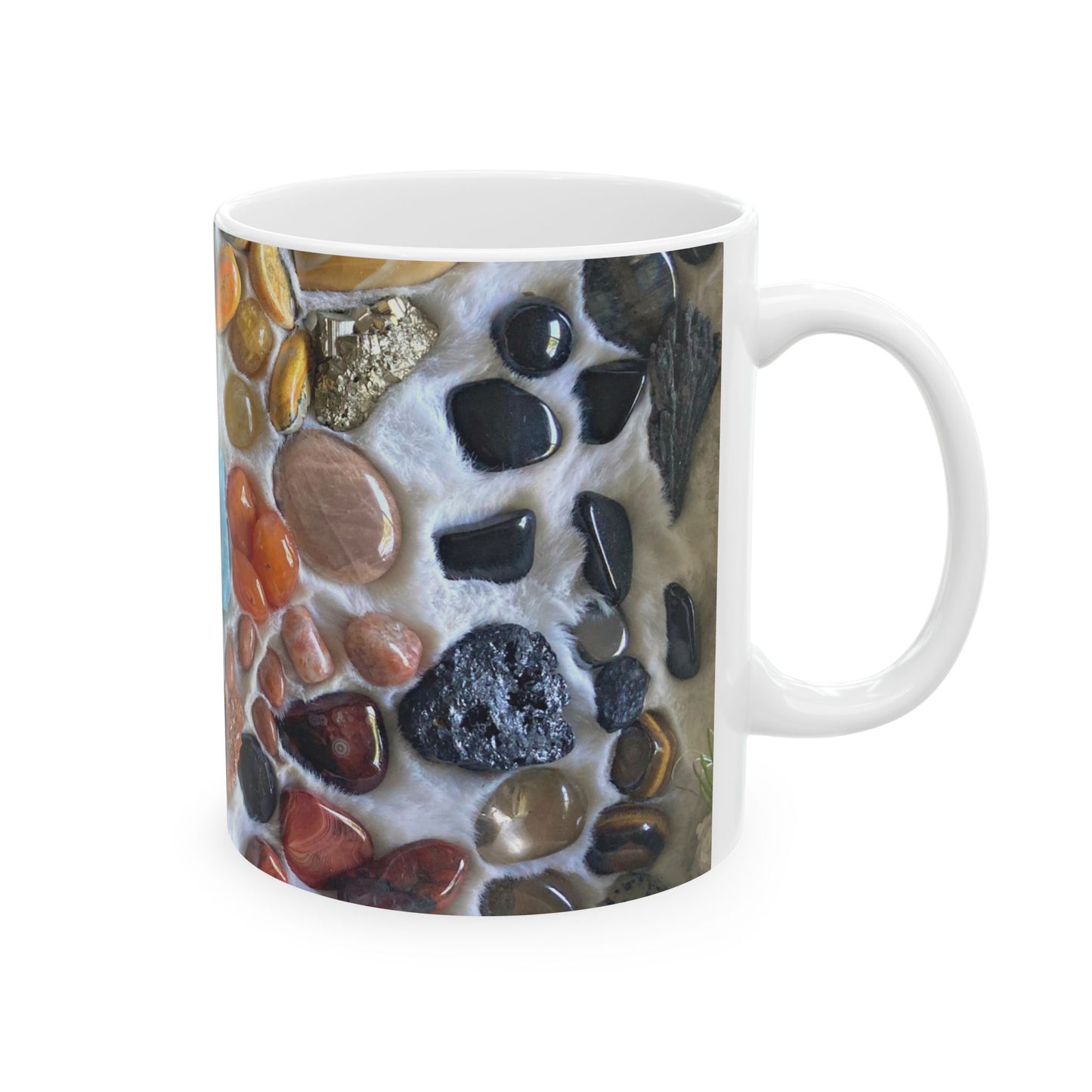 Rainbow of Love Crystals White 11 Ounce Ceramic Coffee Mug