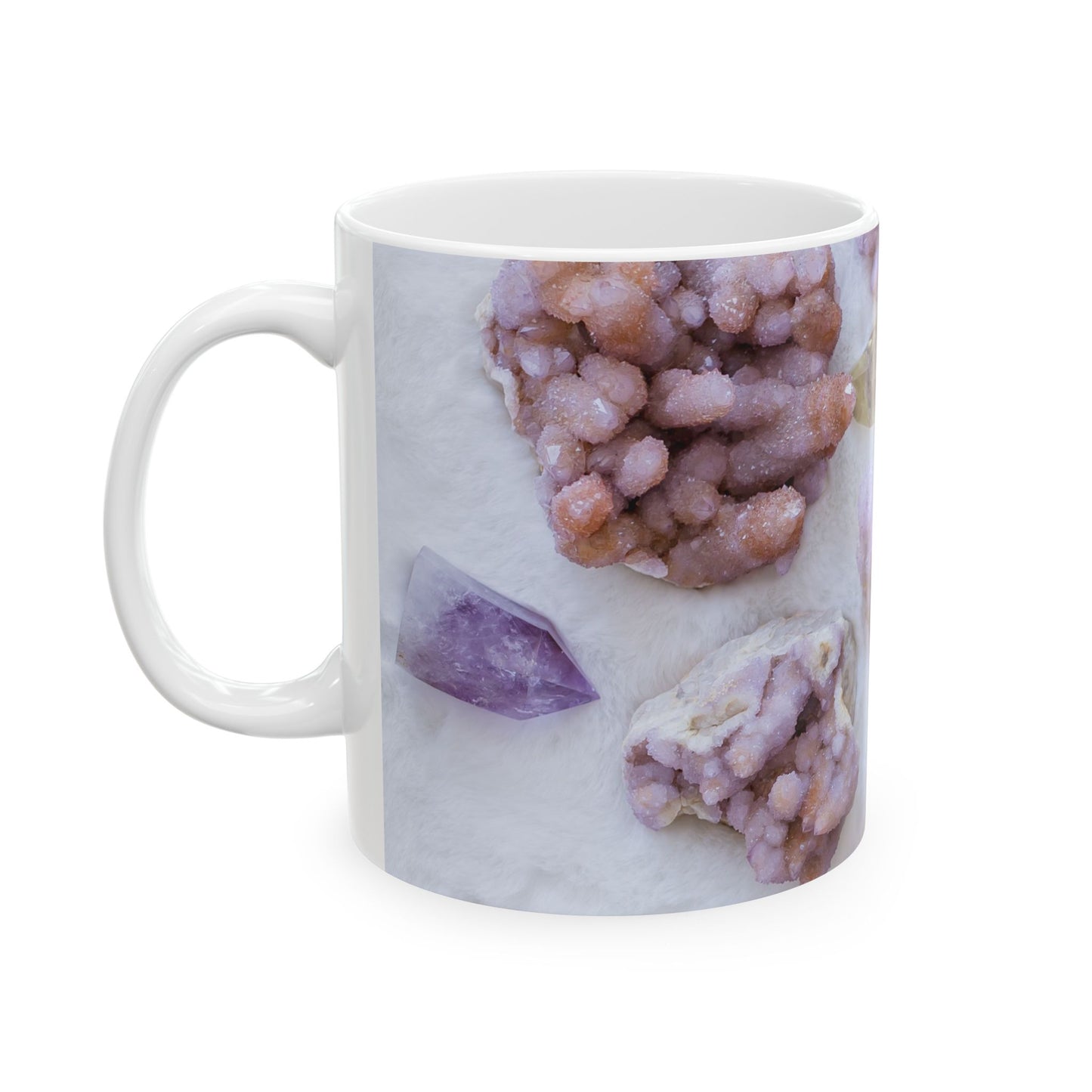 Feed My Intuition Spirit Quartz and Amethyst White 11 Ounce Ceramic Coffee Mug