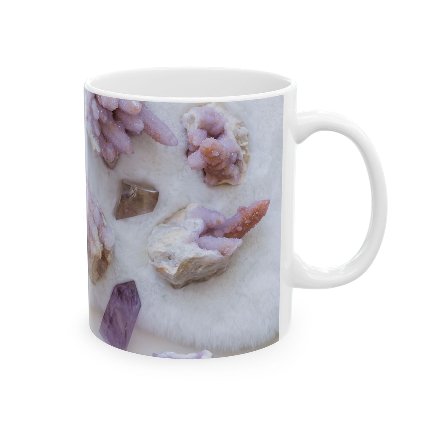 Feed My Intuition Spirit Quartz and Amethyst White 11 Ounce Ceramic Coffee Mug