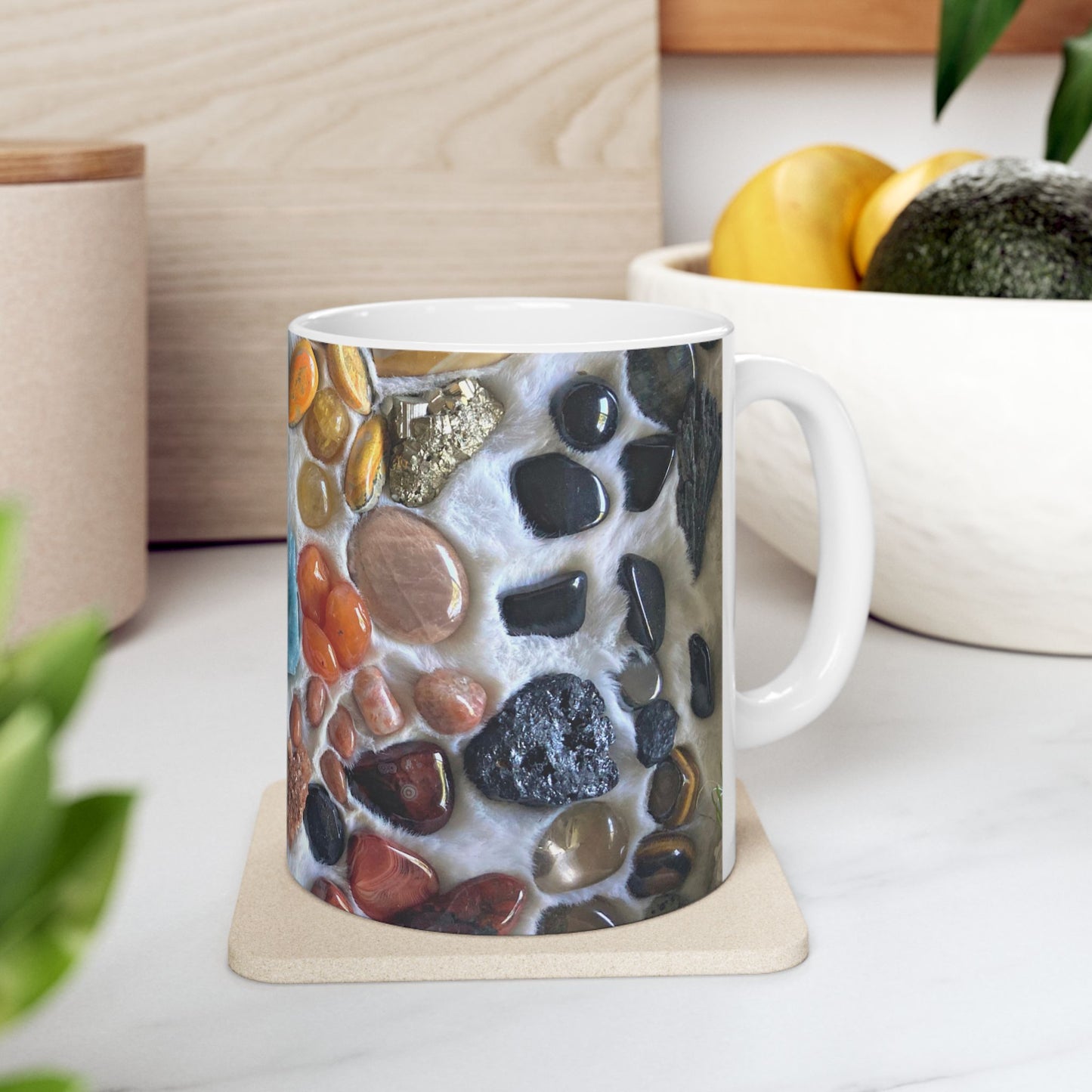 Rainbow of Love Crystals White 11 Ounce Ceramic Coffee Mug