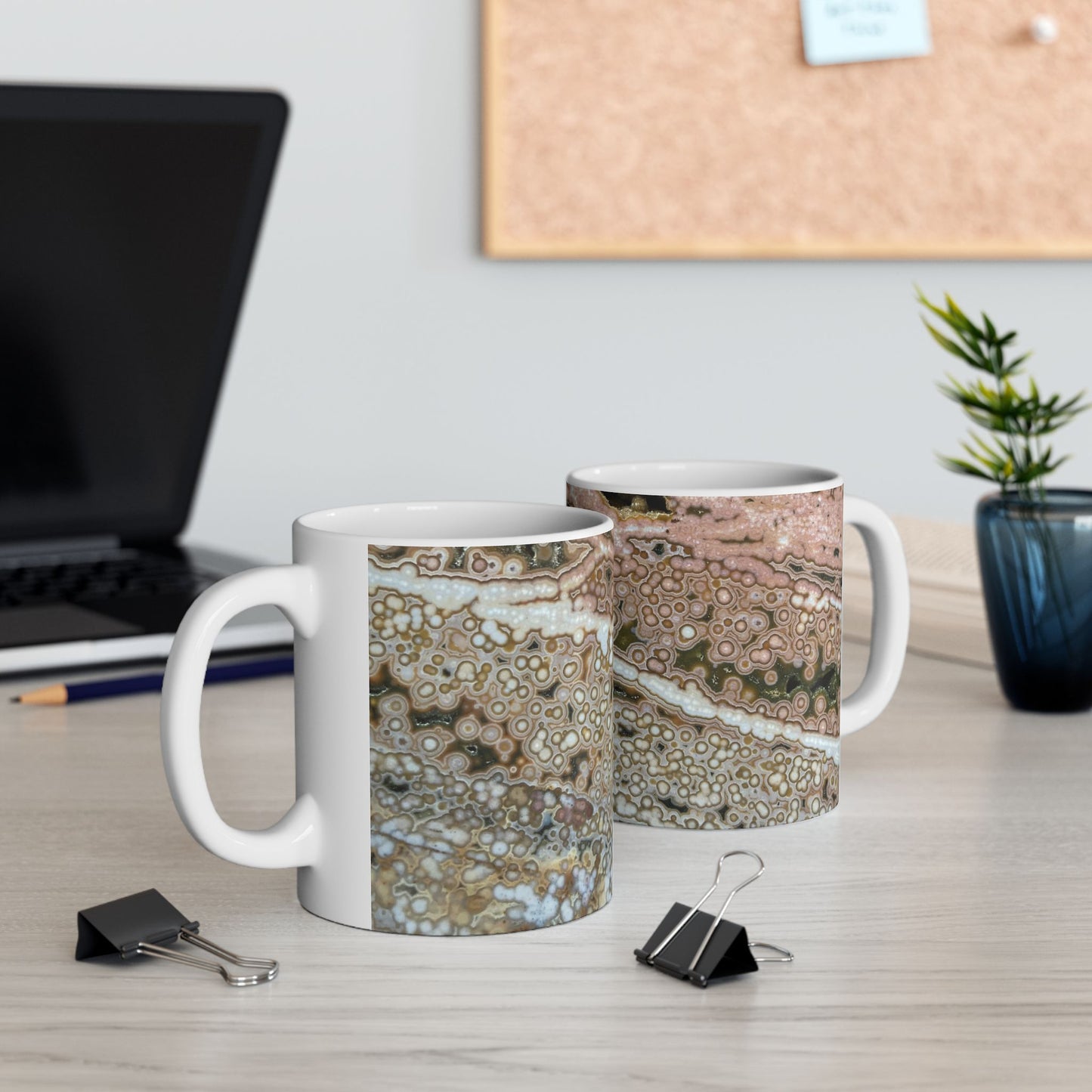Depths of the Ocean Jasper White 11 Ounce Ceramic Coffee Mug