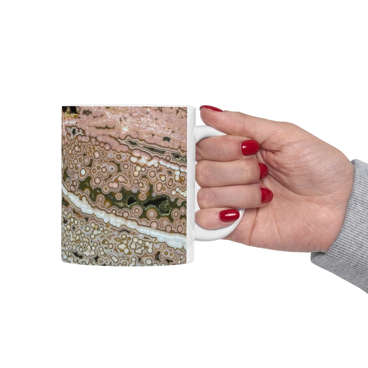 Depths of the Ocean Jasper White 11 Ounce Ceramic Coffee Mug