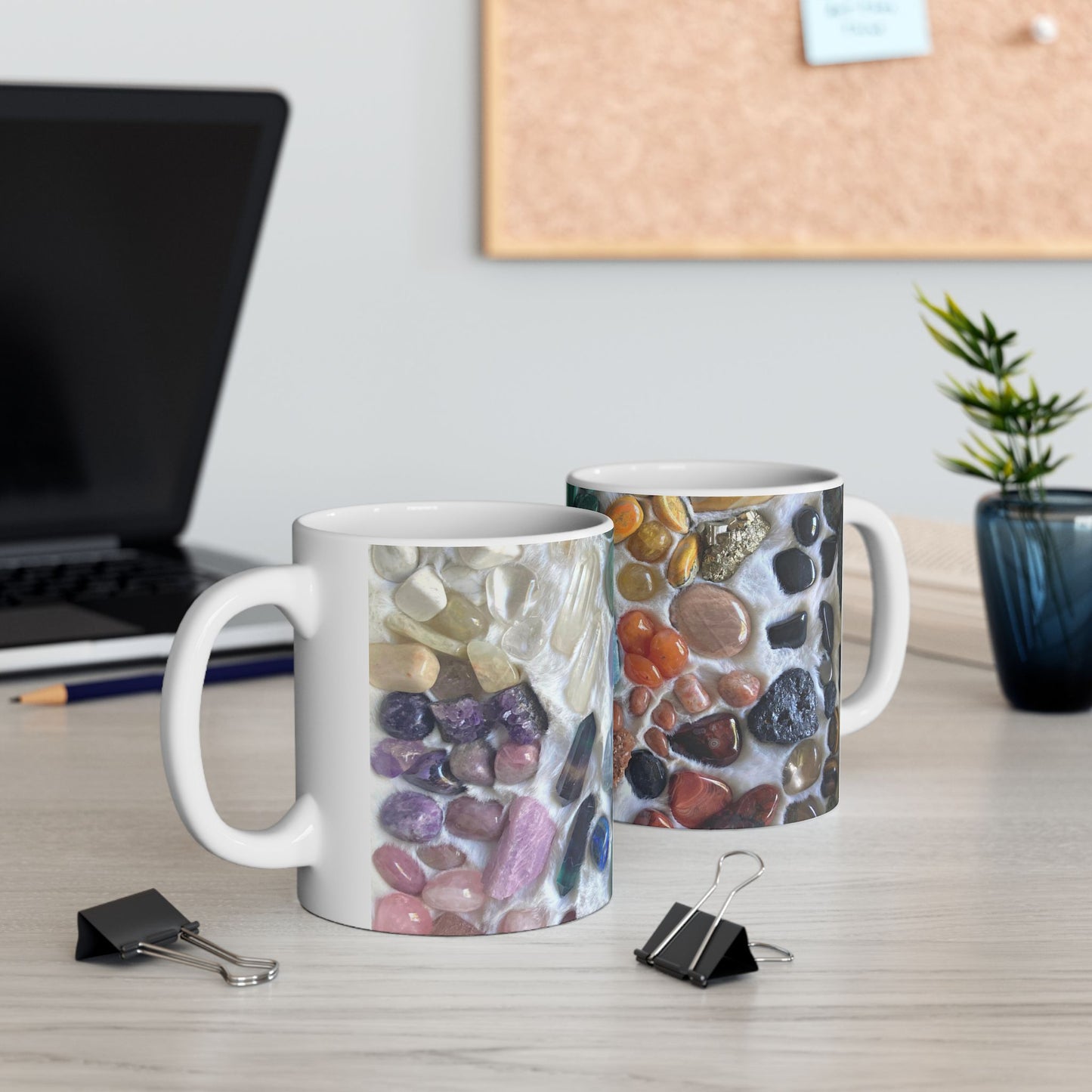 Rainbow of Love Crystals White 11 Ounce Ceramic Coffee Mug