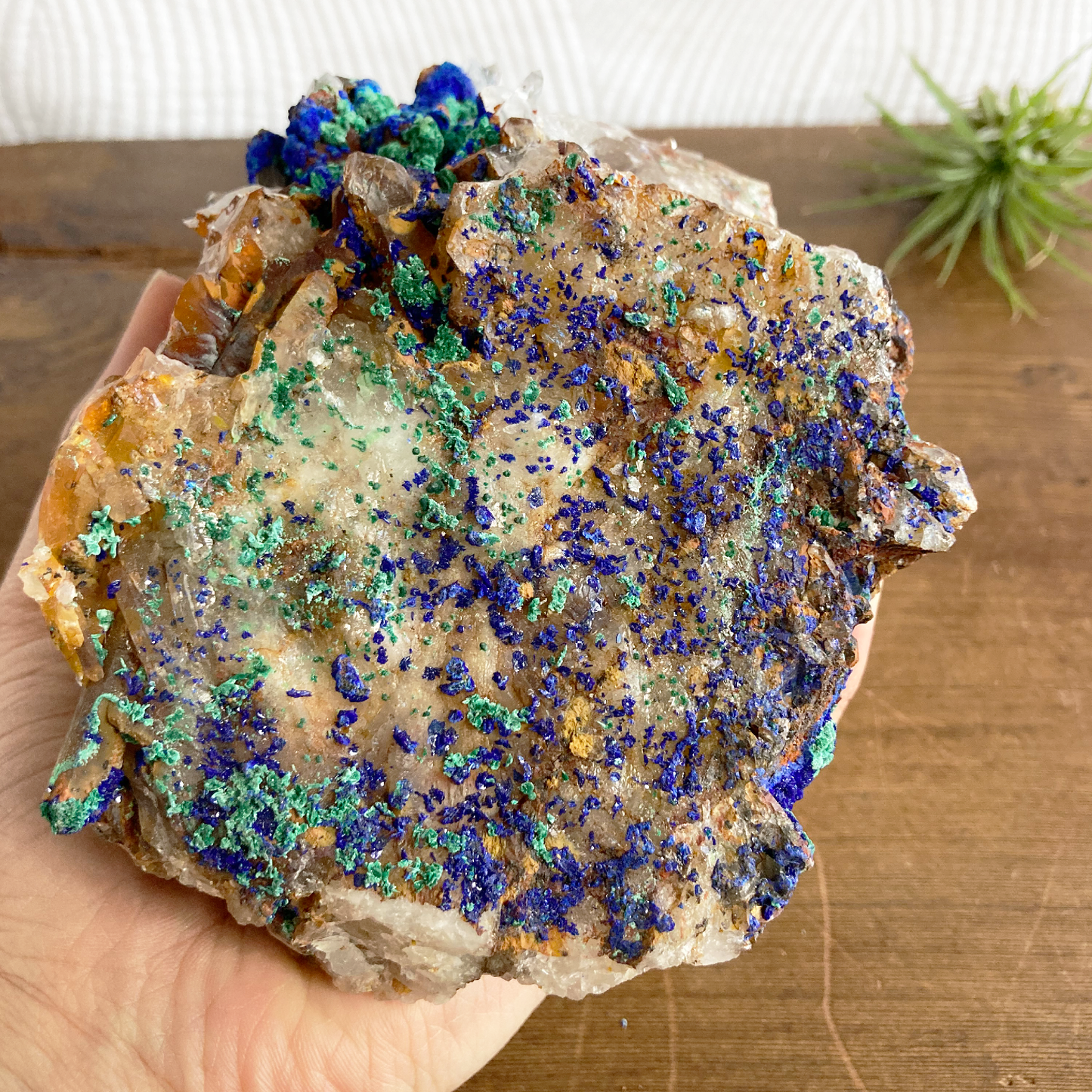 Azurite & Malachite on Clear Quartz Specimen