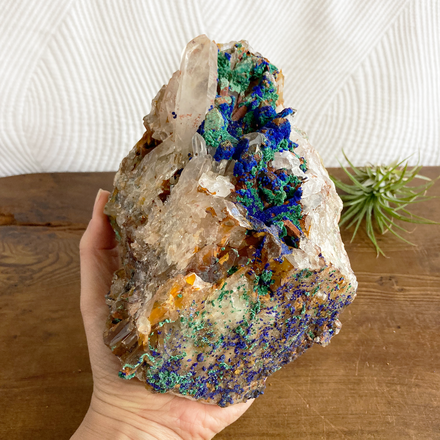 Azurite & Malachite on Clear Quartz Specimen