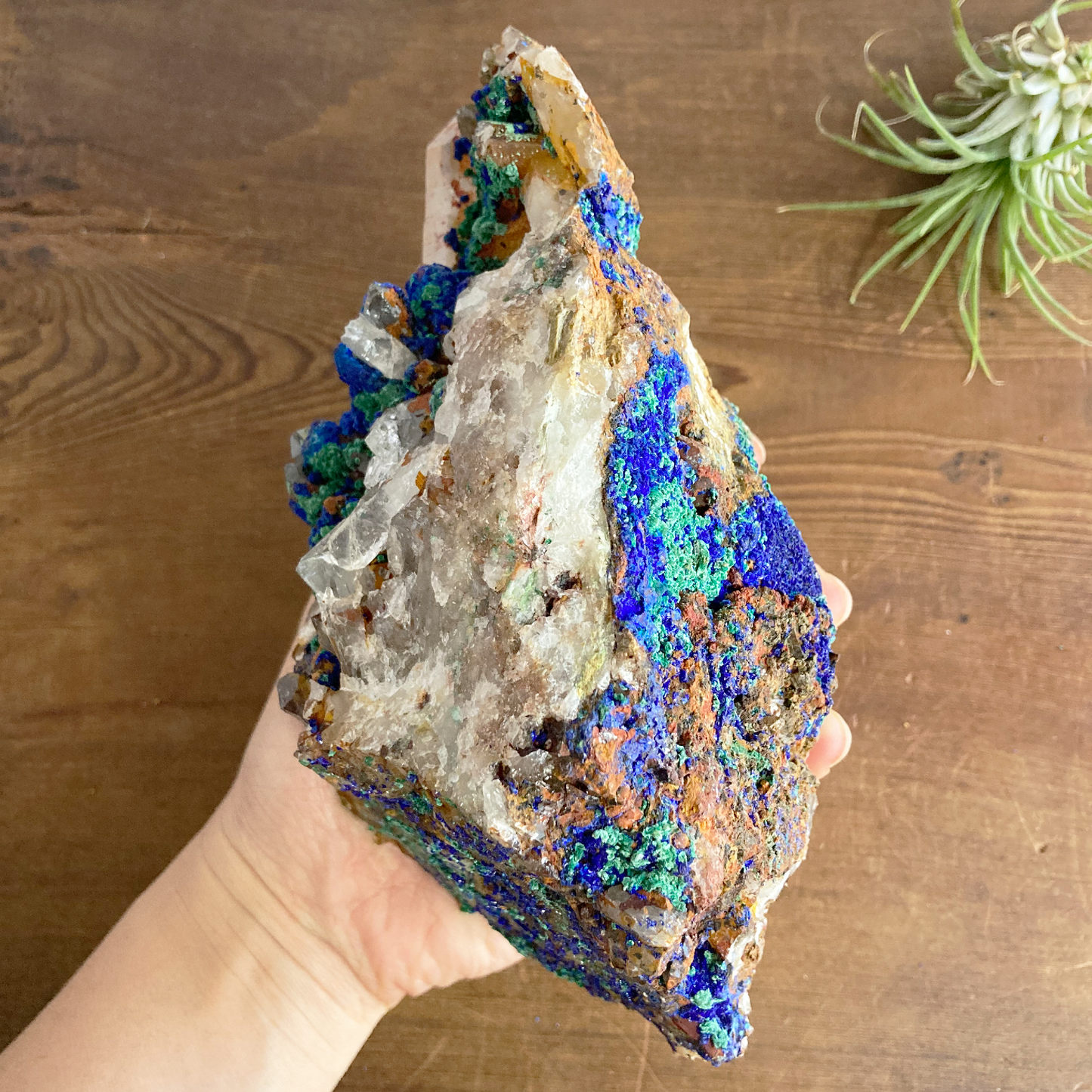 Azurite & Malachite on Clear Quartz Specimen