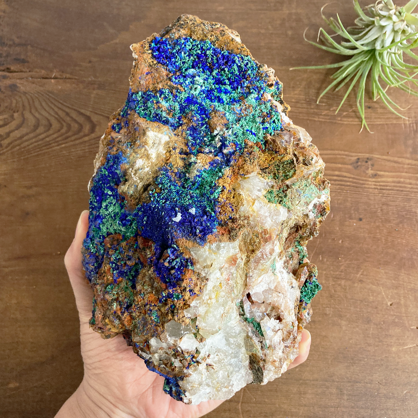 Azurite & Malachite on Clear Quartz Specimen