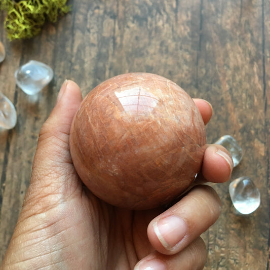 58mm Peach Moonstone Sphere #0A
