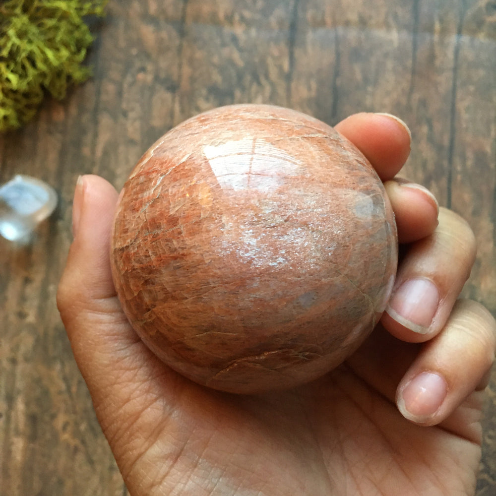 61mm Peach Moonstone Sphere #0B