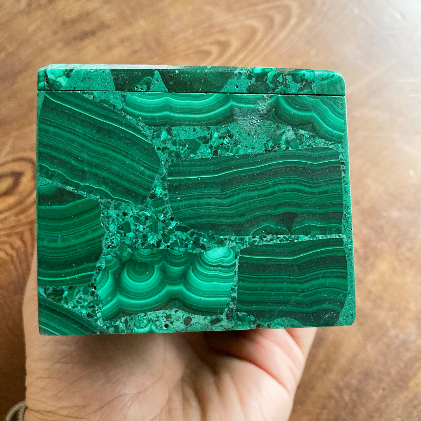 VIVID COLOR 3.8" Real Malachite Box #A