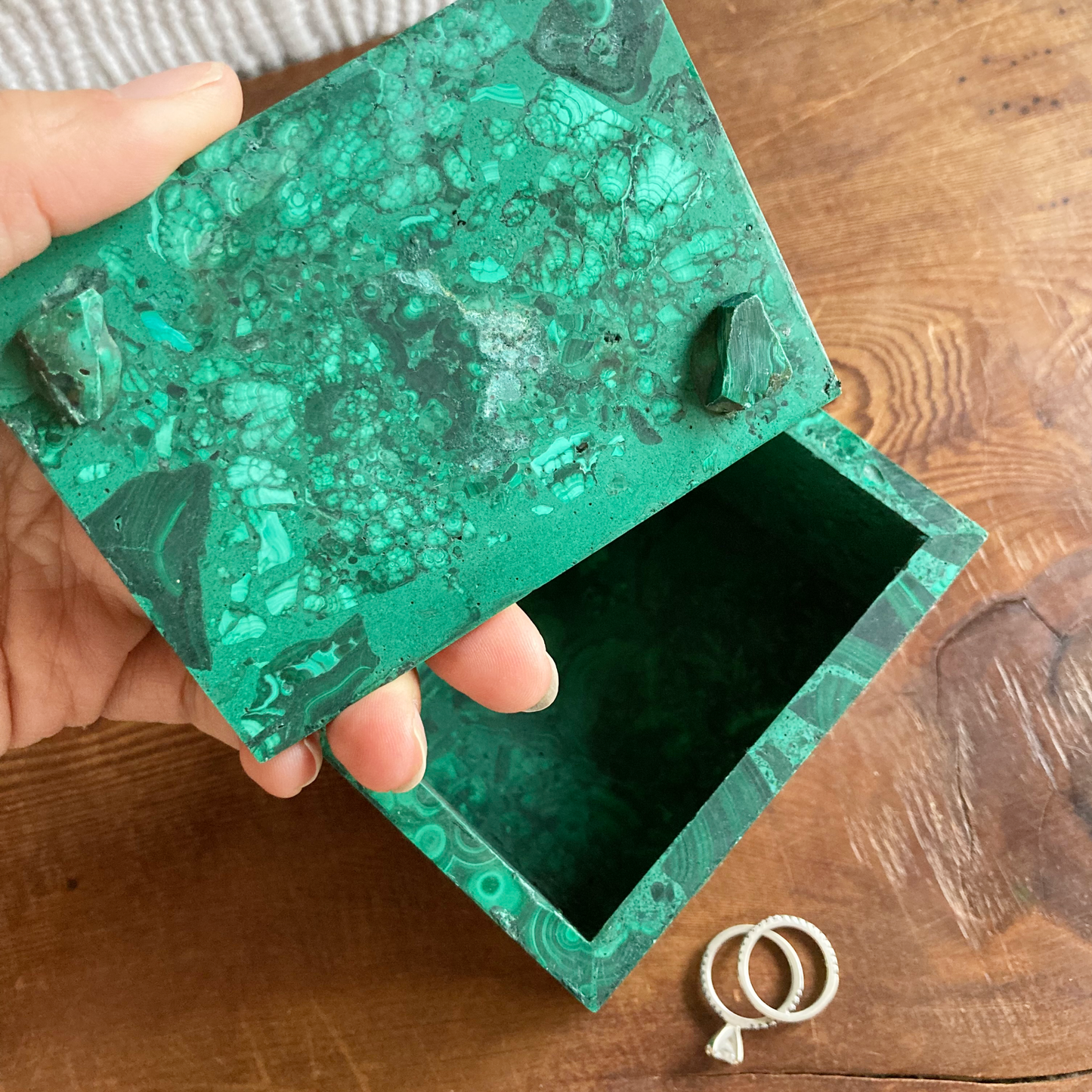 VIVID COLOR 3.8" Real Malachite Box #A