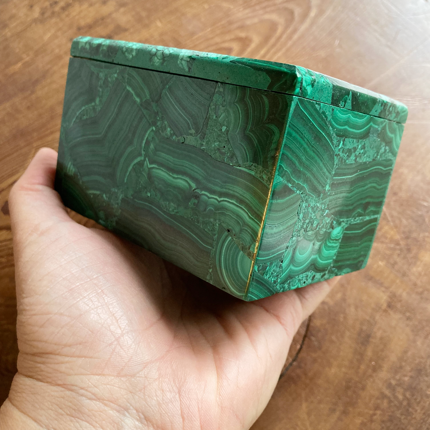 VIVID COLOR 3.8" Real Malachite Box #A