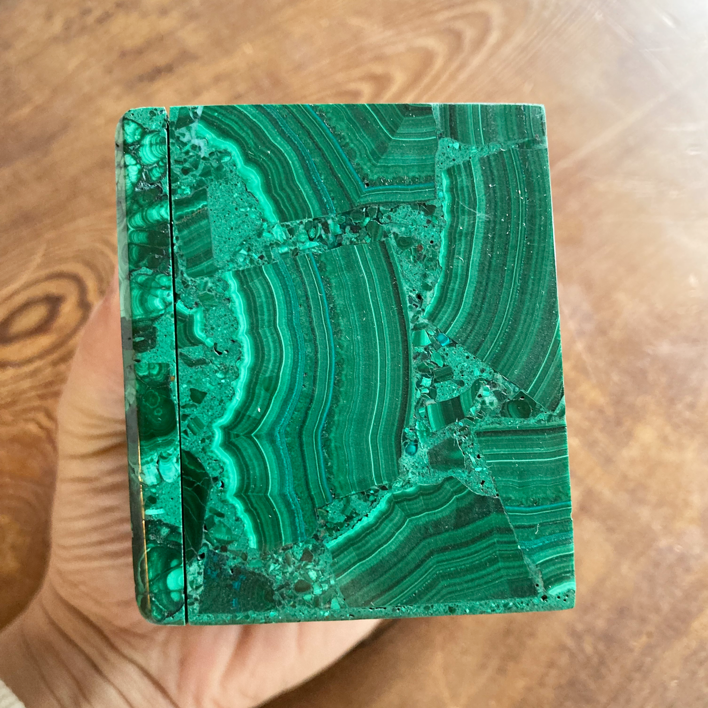 VIVID COLOR 3.8" Real Malachite Box #A