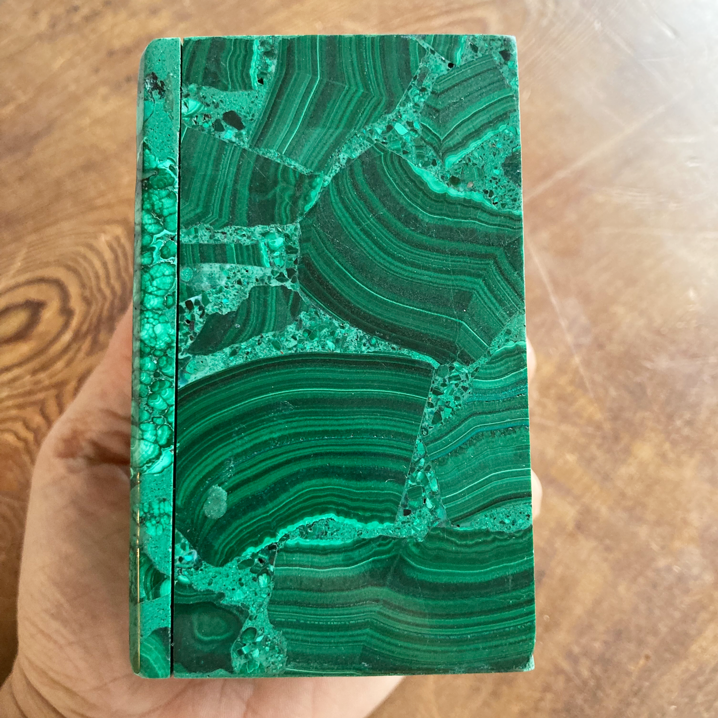 VIVID COLOR 3.8" Real Malachite Box #A