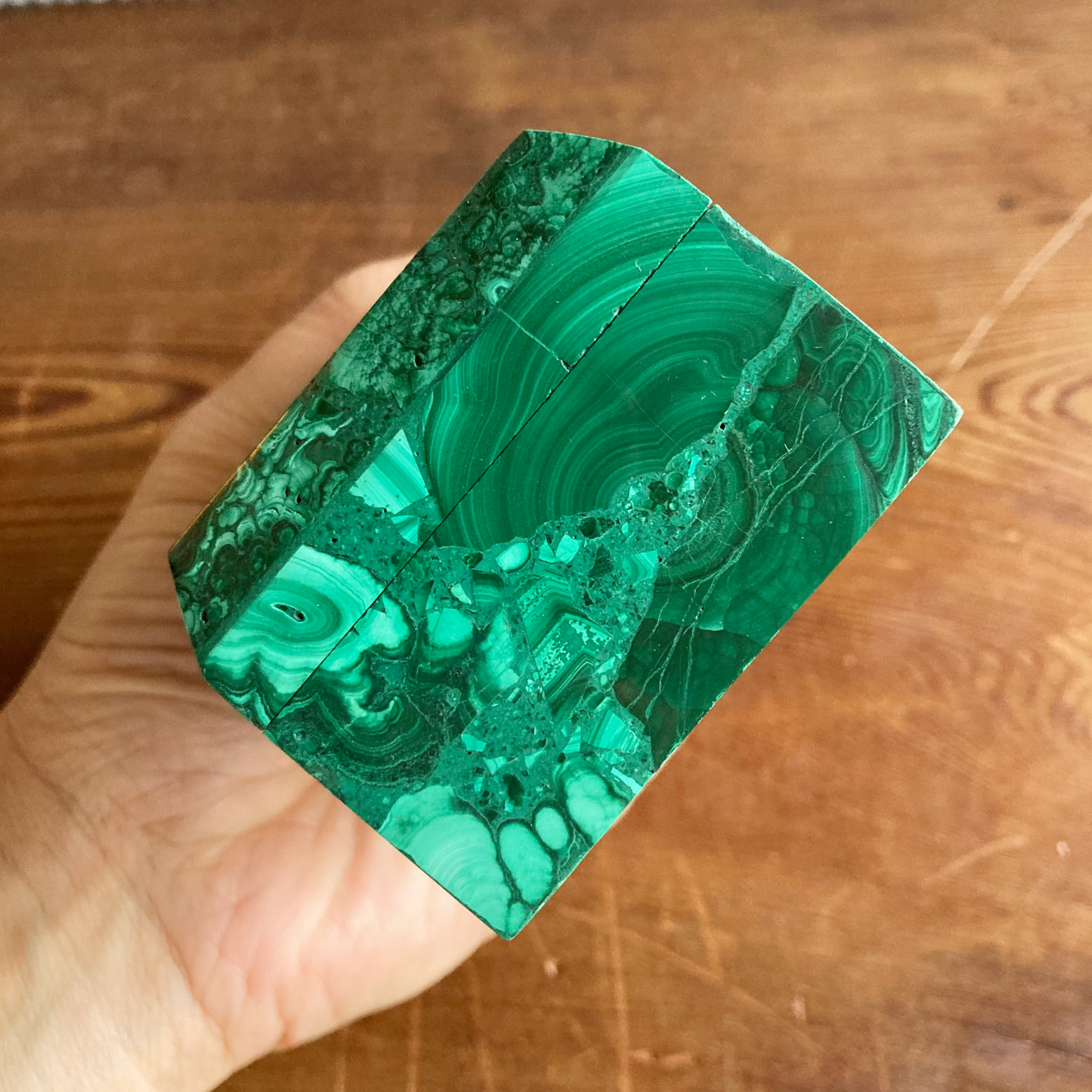 BEVEL EDGE 4" Real Malachite Box #B