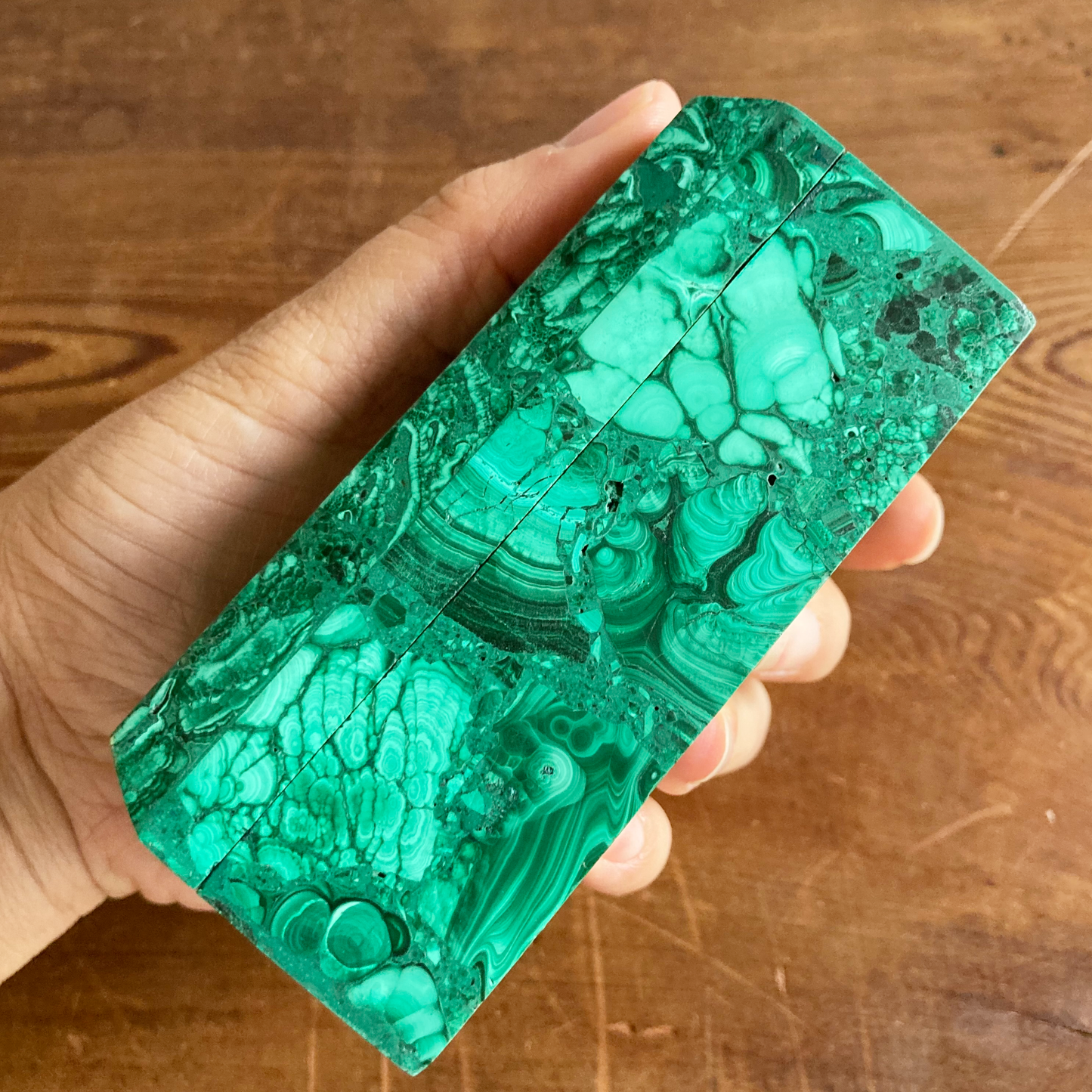 BEVEL EDGE 4" Real Malachite Box #B