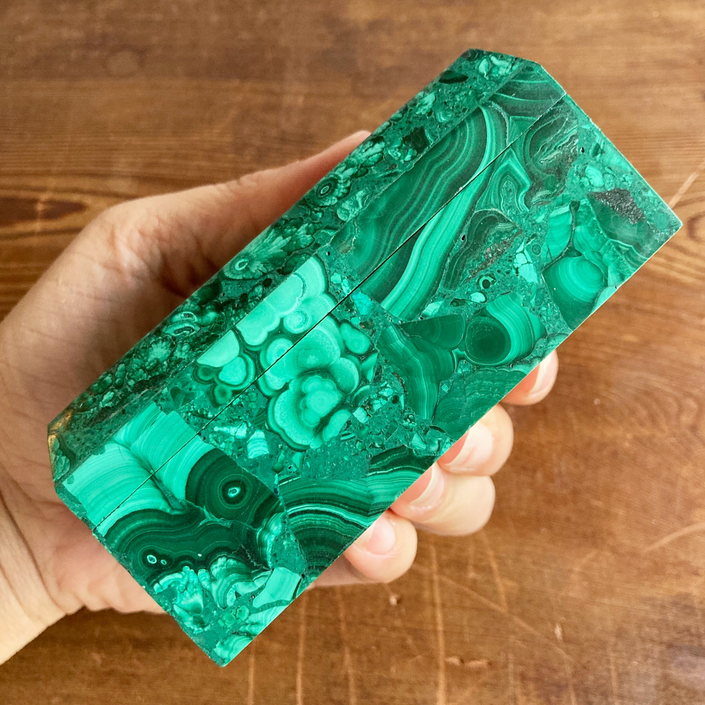 BEVEL EDGE 4" Real Malachite Box #B
