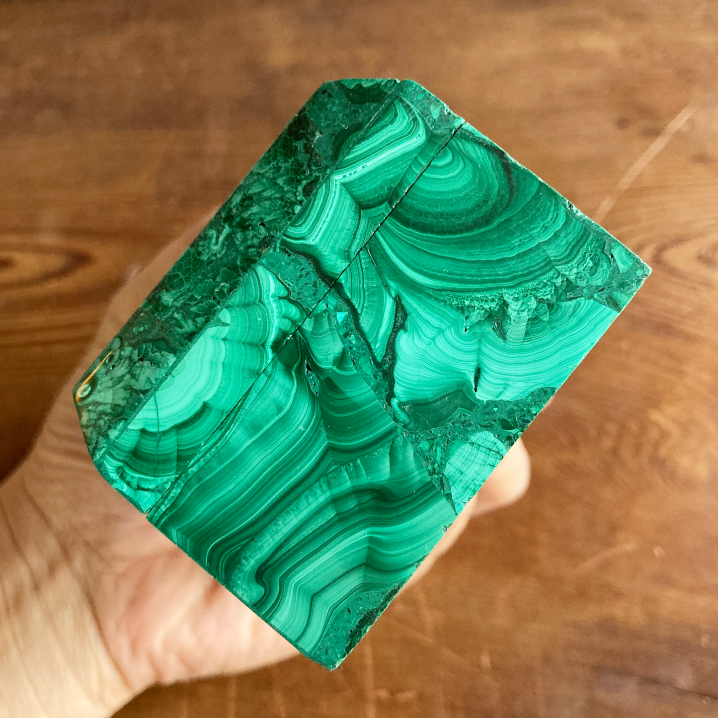 BEVEL EDGE 4" Real Malachite Box #B