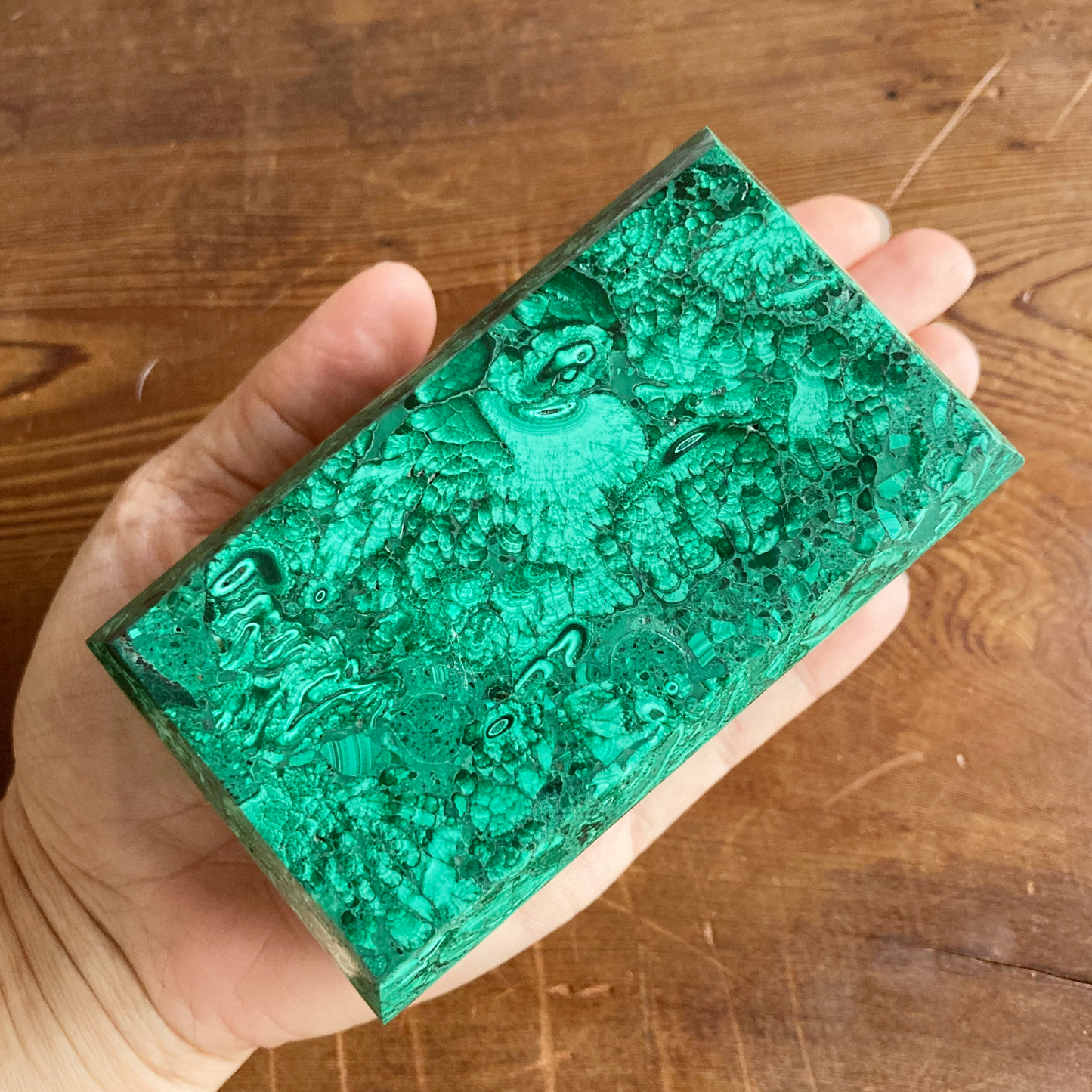 BEVEL EDGE 4" Real Malachite Box #B