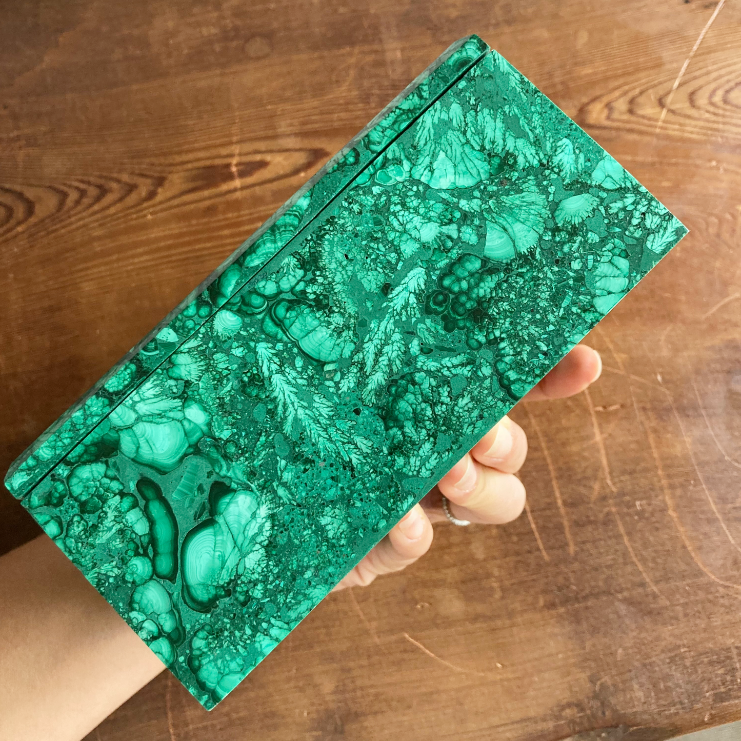 XLARGE 6" Malachite Box with Bevel Edge #C
