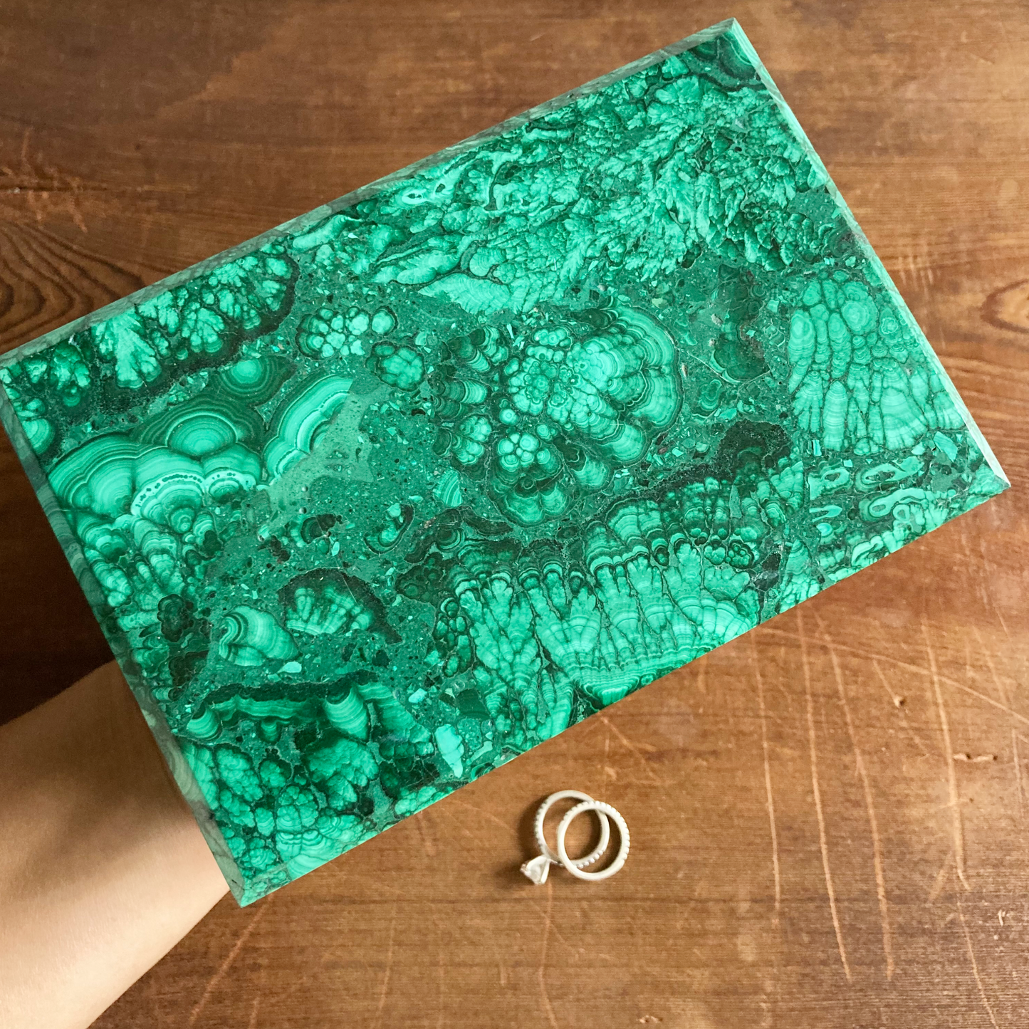 XLARGE 6" Malachite Box with Bevel Edge #C