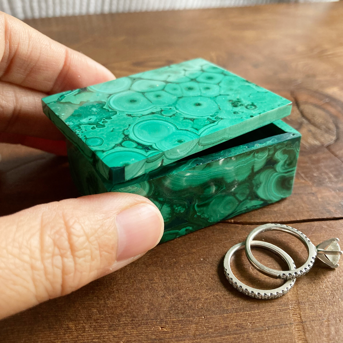 MEZMERIZING 2" Genuine Malachite Box #I