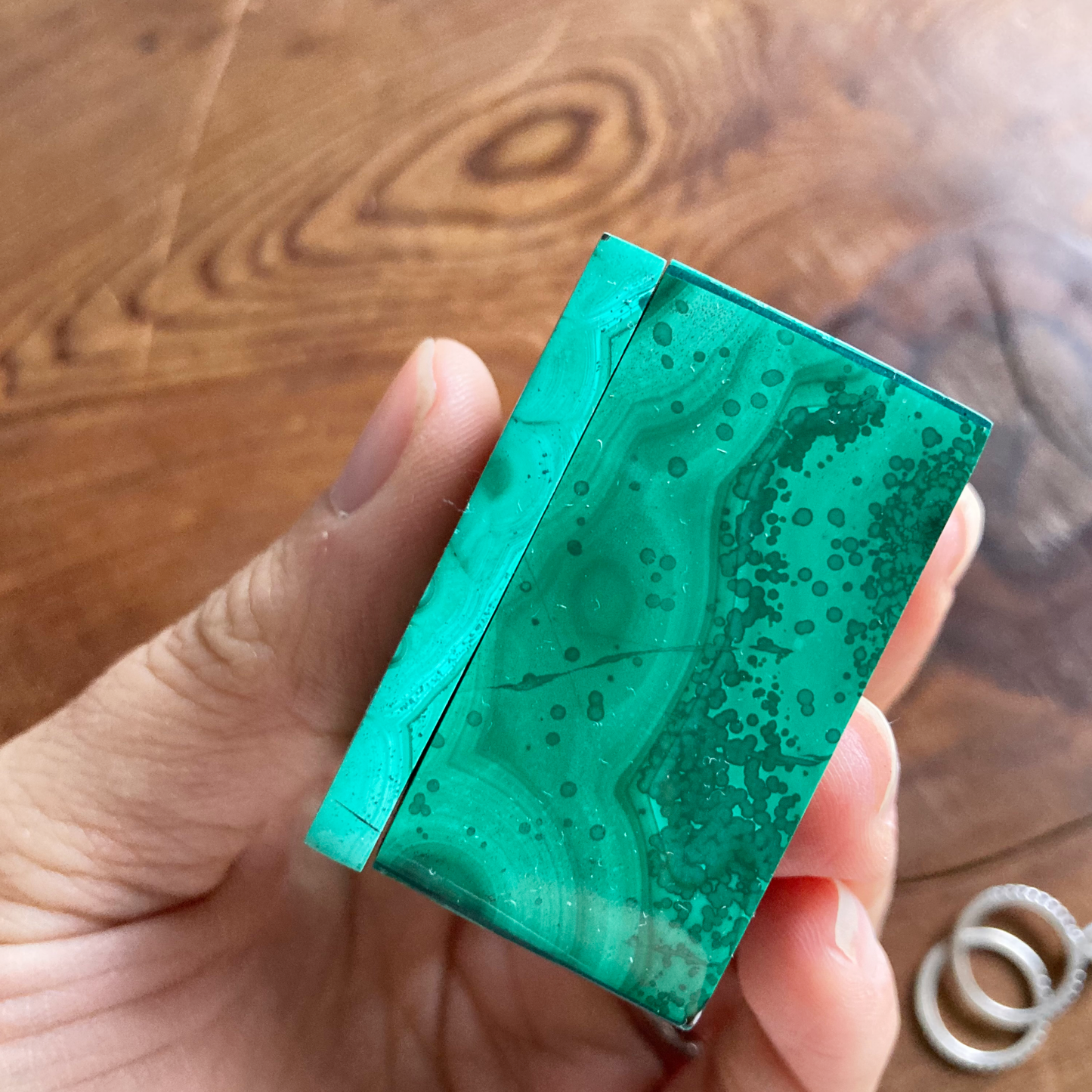 MEZMERIZING 2" Genuine Malachite Box #I