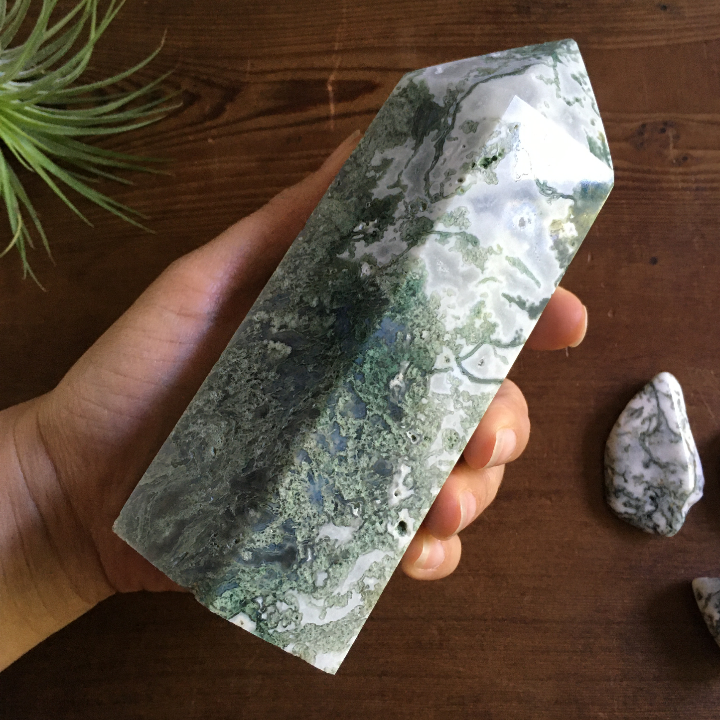 6" Moss Agate Tower #0A