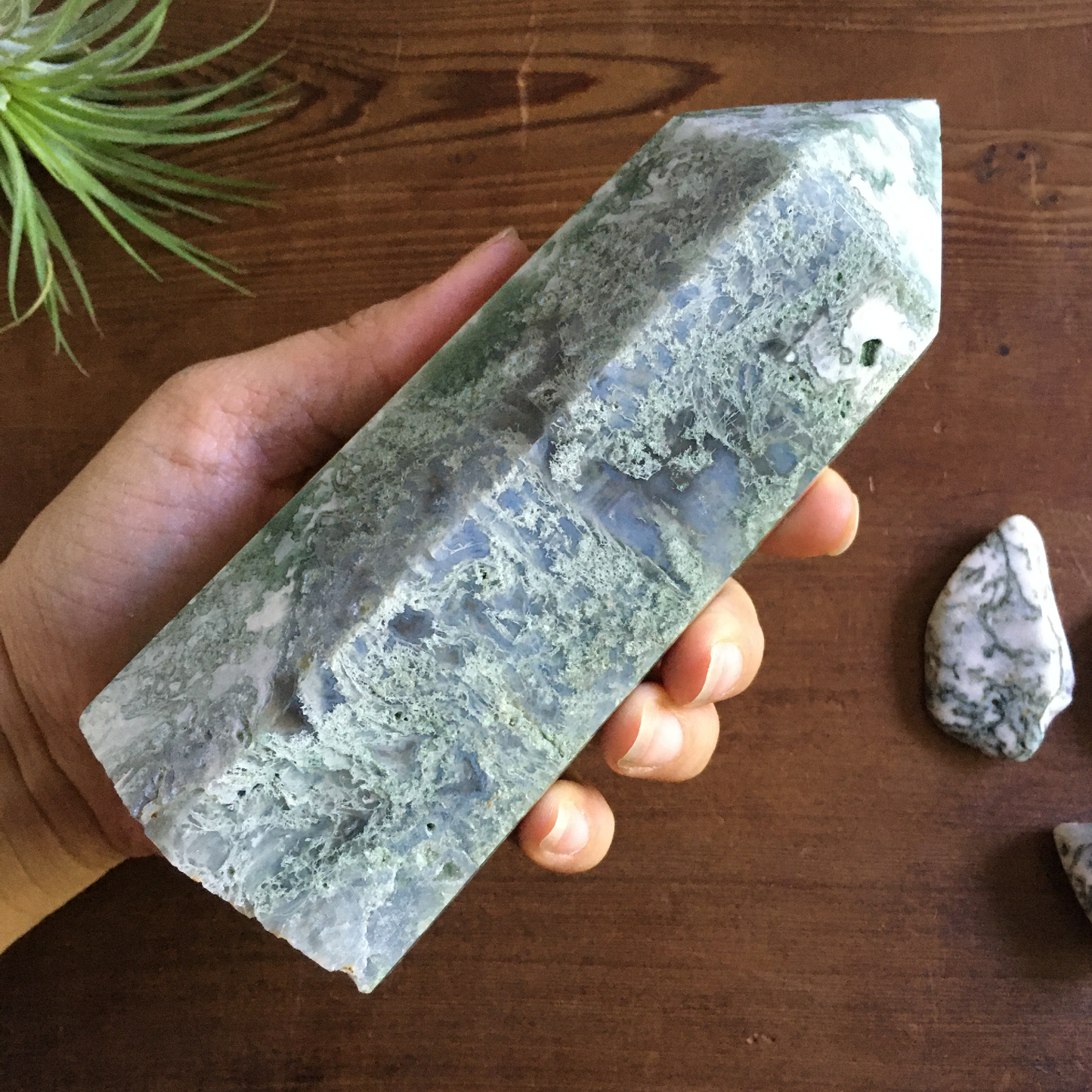 6" Moss Agate Tower #0A