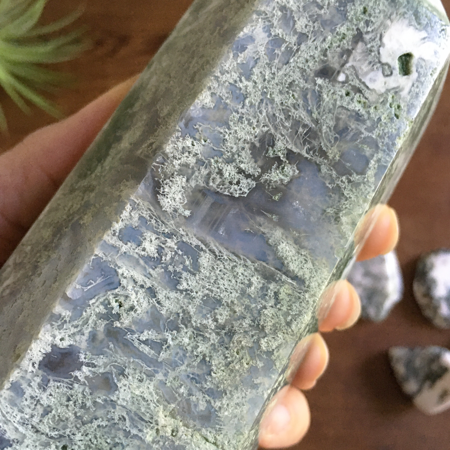 6" Moss Agate Tower #0A