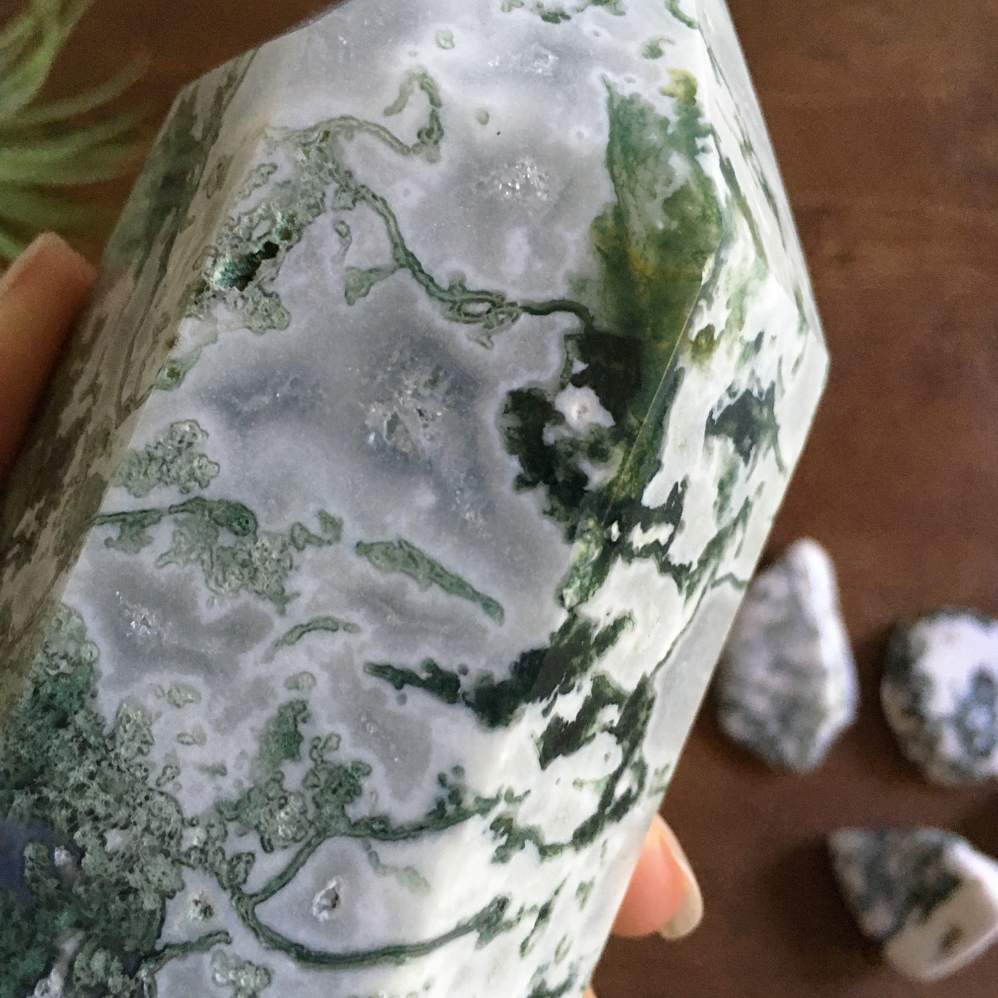 6" Moss Agate Tower #0A