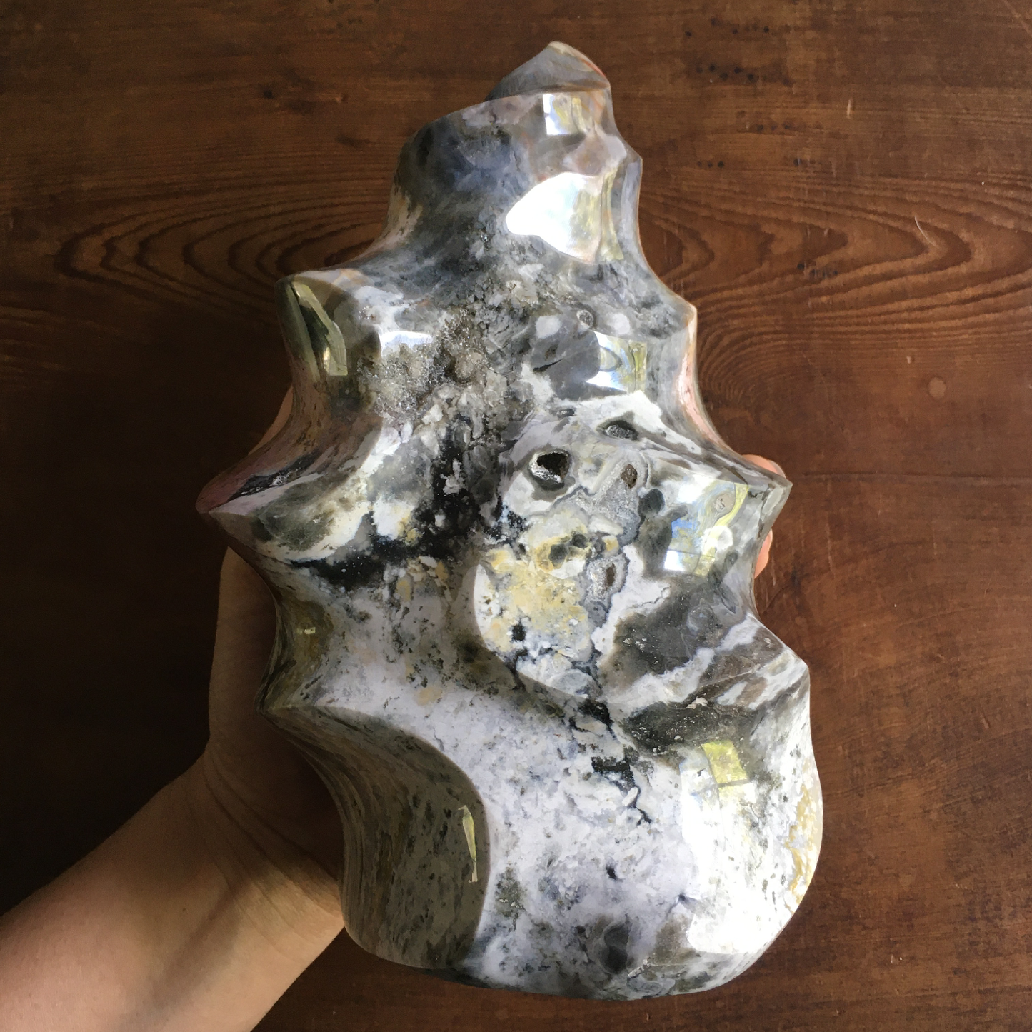 8" Druzy Ocean Jasper Flame 0B