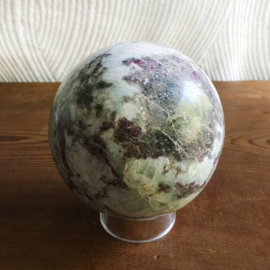 89mm Polished Rubellite Tourmaline Sphere