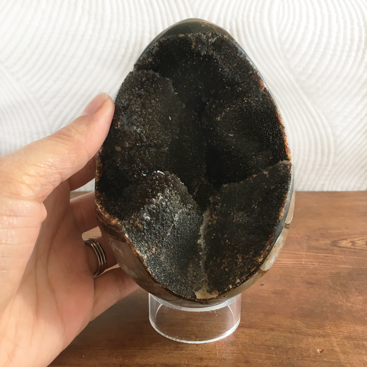 5" Black Druzy Septarian Egg #0B