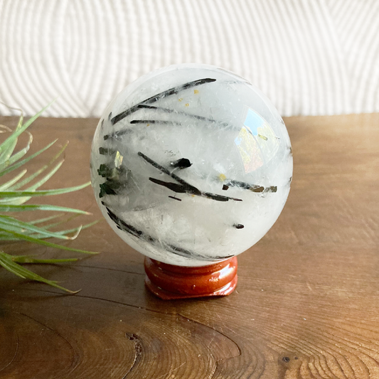 55mm Black Tourmaline in Quartz Sphere #0E
