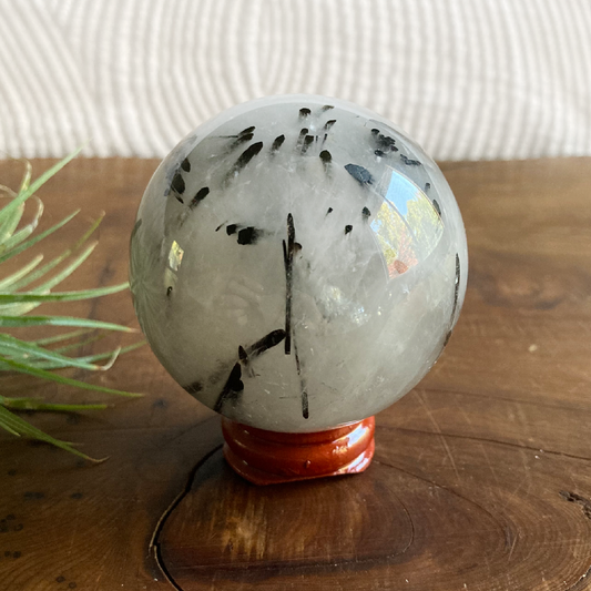 57mm Black Tourmalinated Quartz Sphere #0G