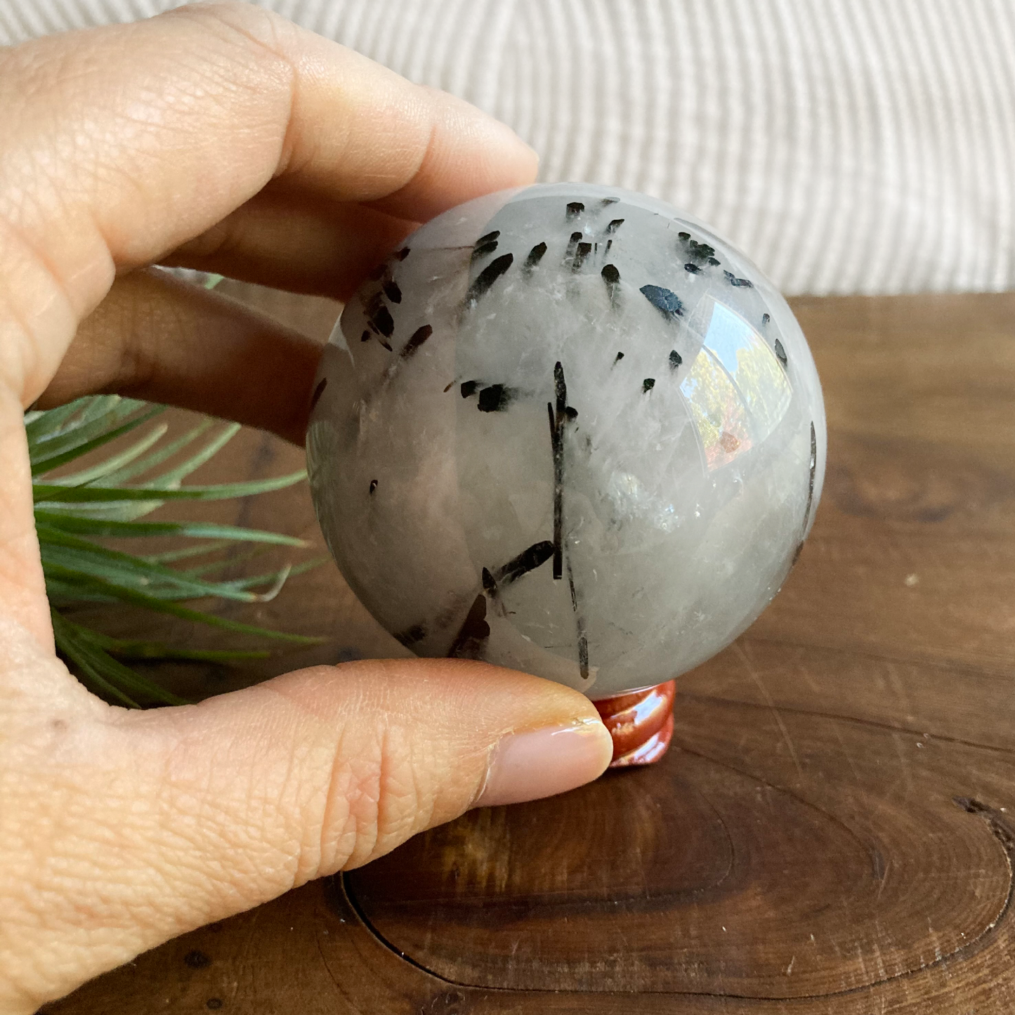 57mm Tourmalinated Quartz Sphere #0G