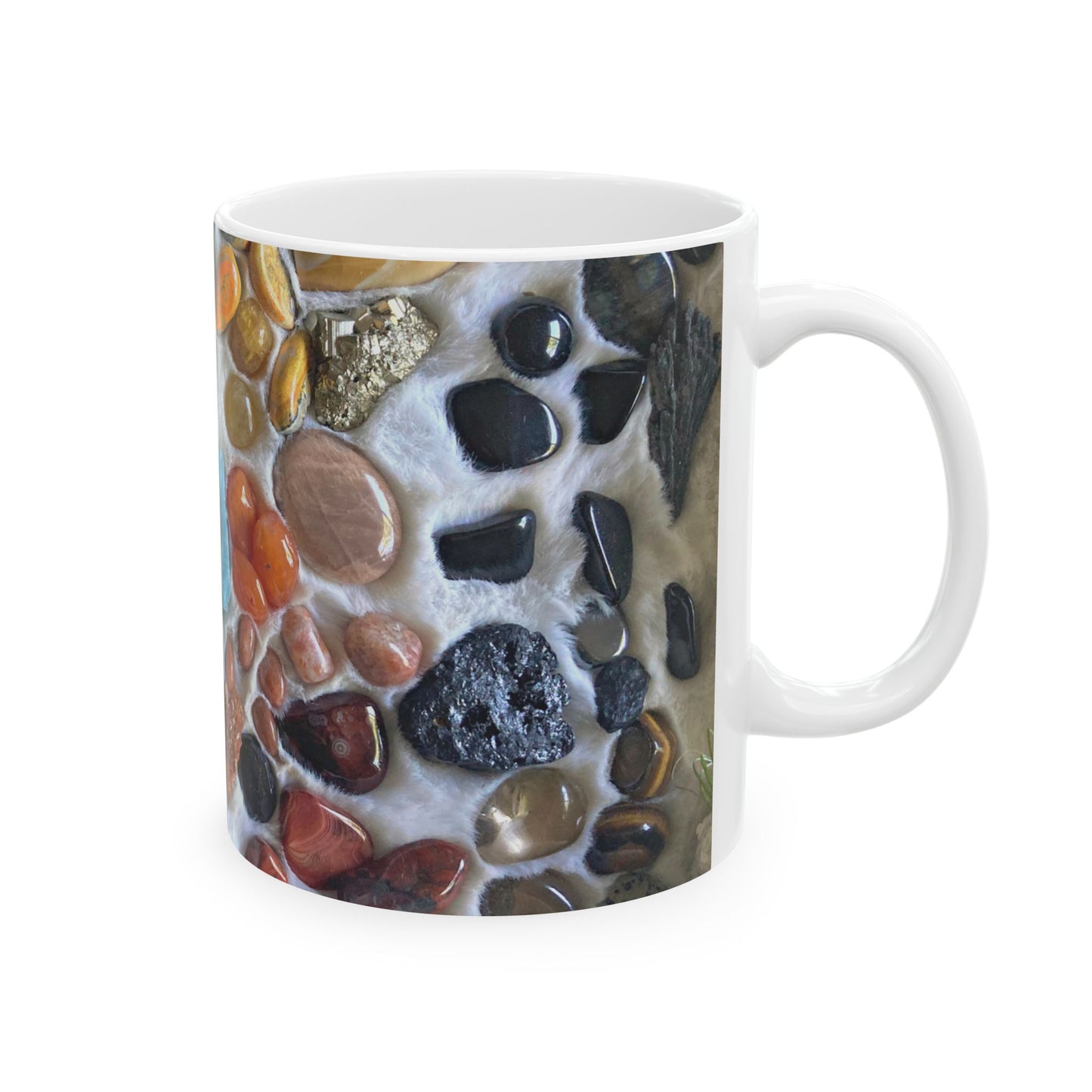 Rainbow of Love Crystals White  11 Ounce Ceramic Coffee Mug