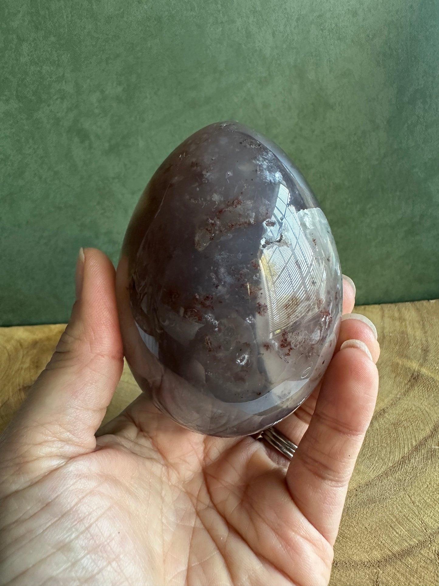 Druzy Agate Crystal Egg with Translucent Quartz Crystals (Red Stand Included)