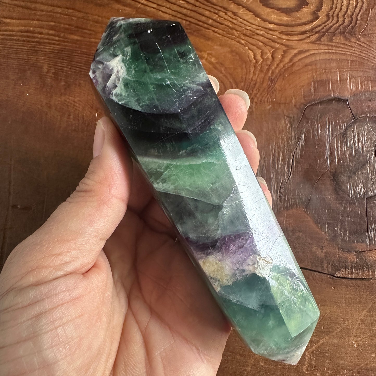 5.25" Double Terminated Blue Green and Purple Fluorite