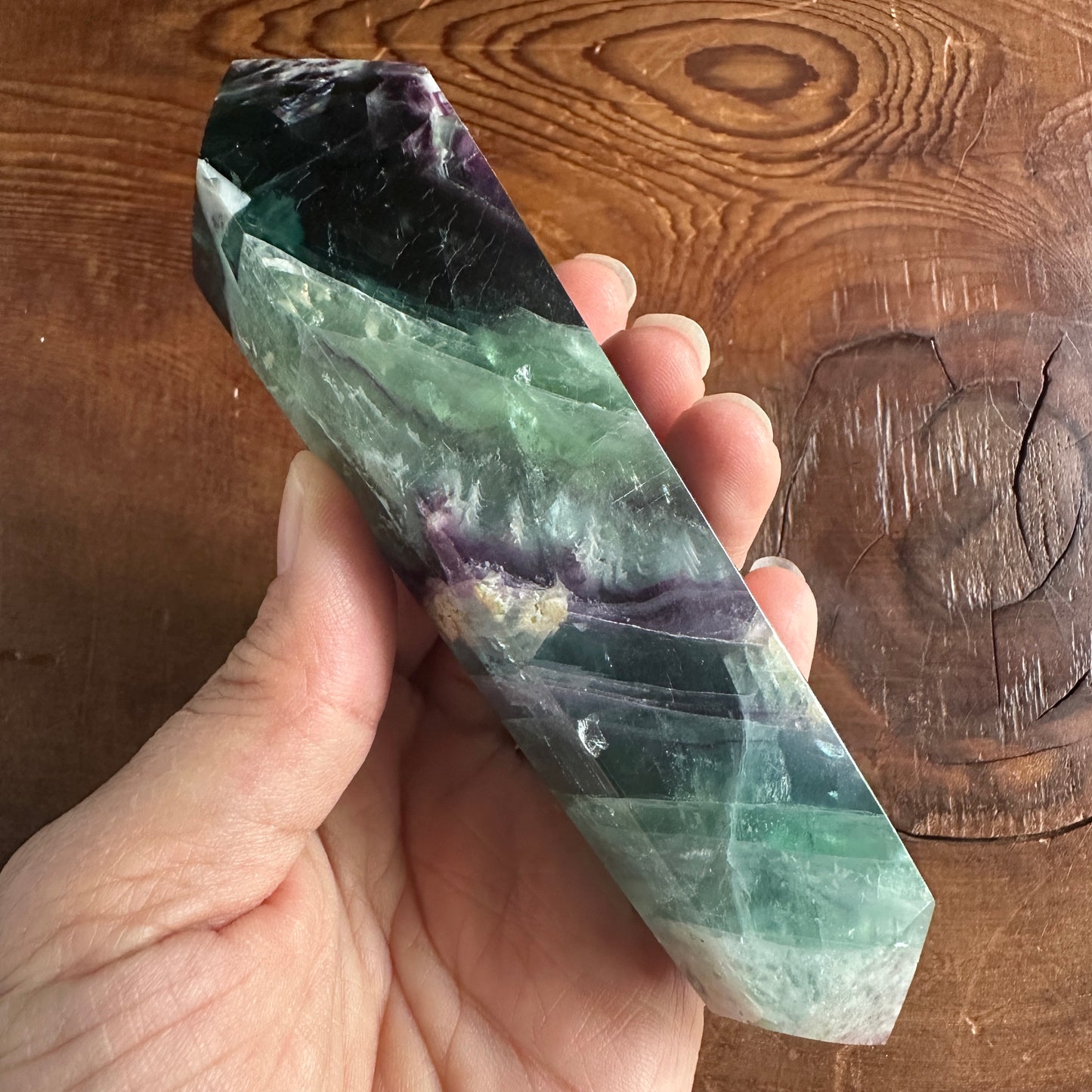 5.25" Double Terminated Blue Green and Purple Fluorite