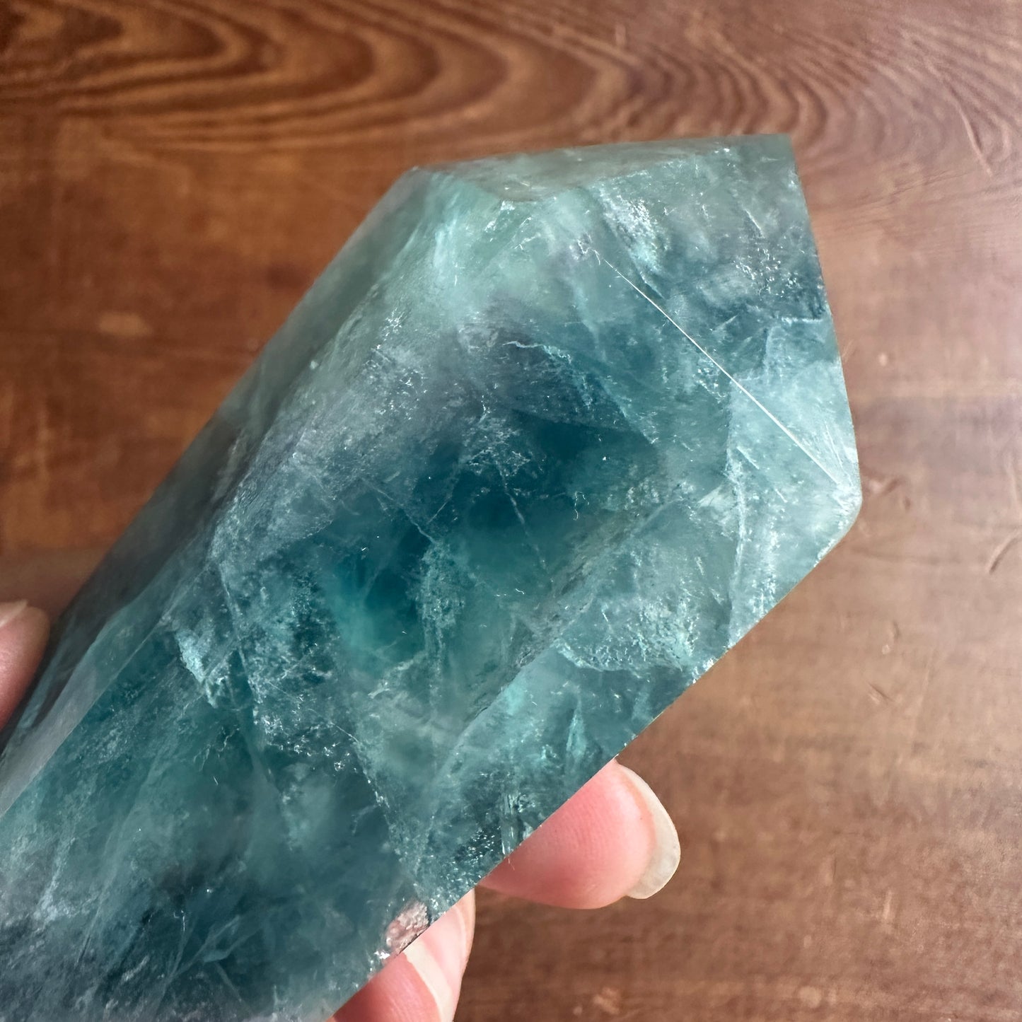 5.25" Double Terminated Clear Green and Purple Fluorite