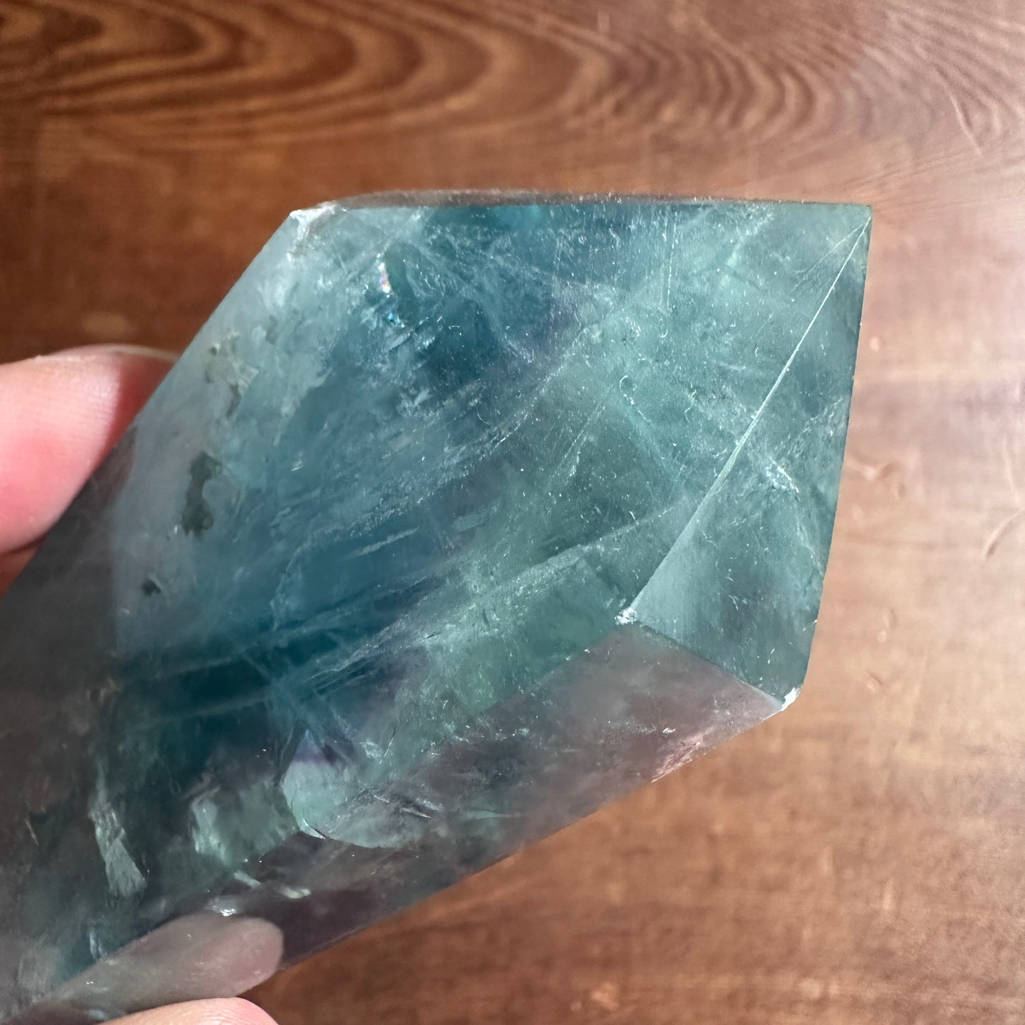 5.25" Double Terminated Clear Green and Purple Fluorite