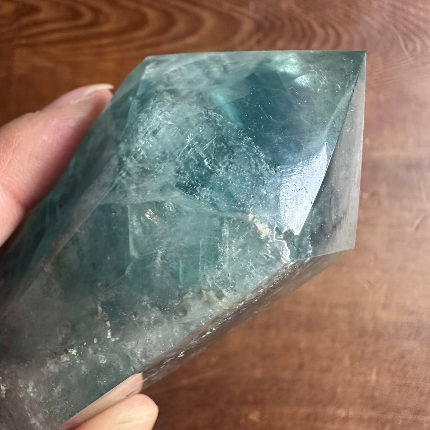 5.25" Double Terminated Clear Green and Purple Fluorite